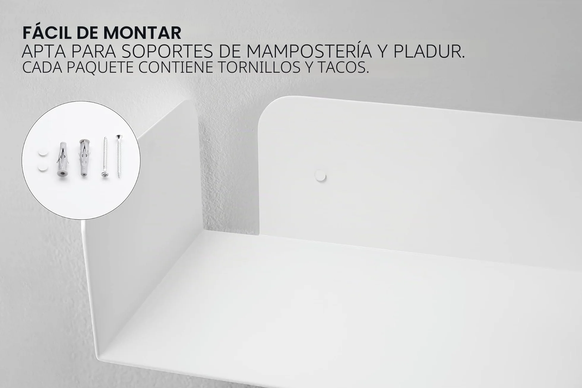 D-Segno Office Design Moderna Estantería Pared de Metal 200 × 600/400 × 120 mm 2 Unidades Blanco