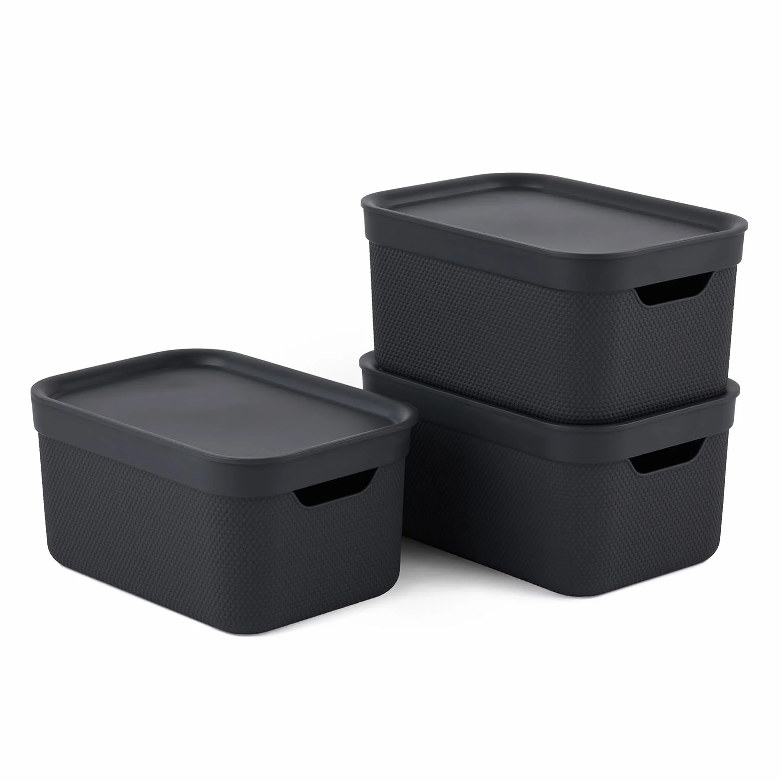 Jive juego de 3 cajas decorativas almacenamiento 5L plástico PP reciclado negro