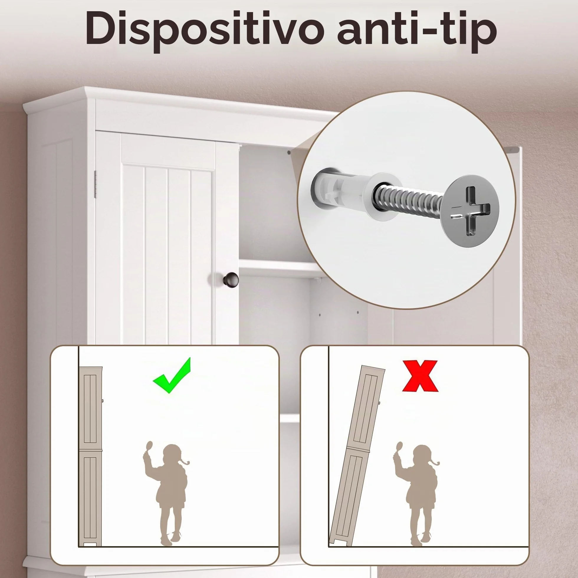 Estantería sobre Inodoro Mueble de Baño con Puertas Estantes Regulables 60x24x168 cm Blanco