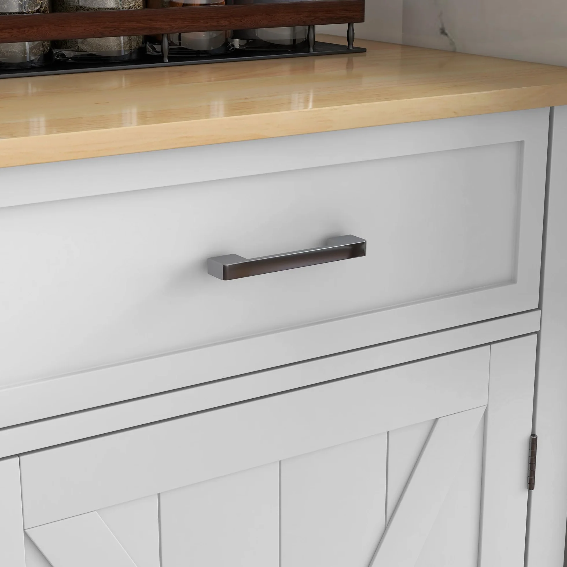 HOMCOM Isla de Cocina Carro de Cocina con Encimera de Madera Plegable 2 Puertas 2 Cajones Estante Ajustable y 4 Ruedas 105x60x90,5 cm Blanco