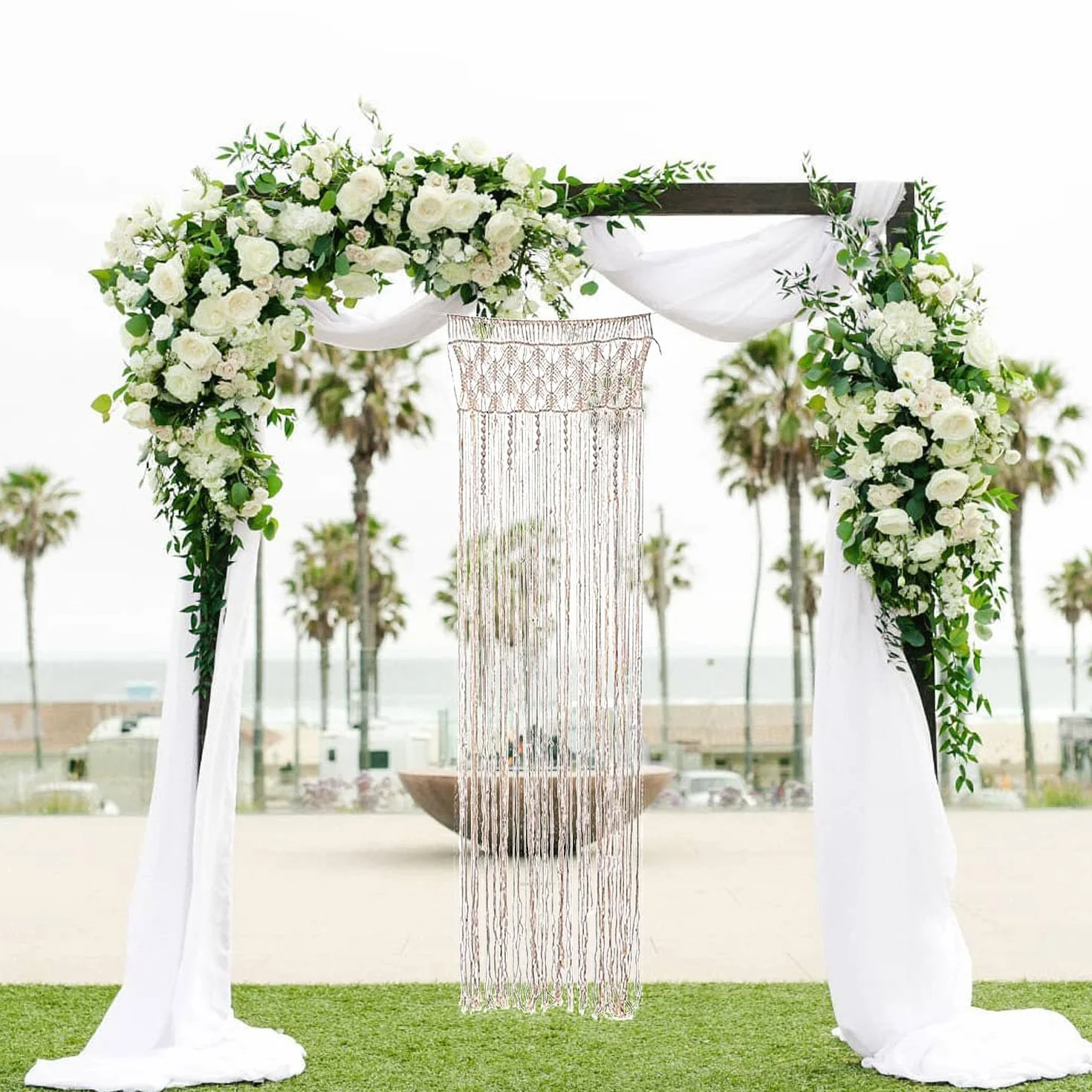 ANBOO Tapiz de pared de macramé, decoración bohemia, hecho a mano, tejido bohemio, macramé, cortina para puerta de fondo de boda, cortinas de ventana, 203 cm (largo) x 74 cm (ancho)