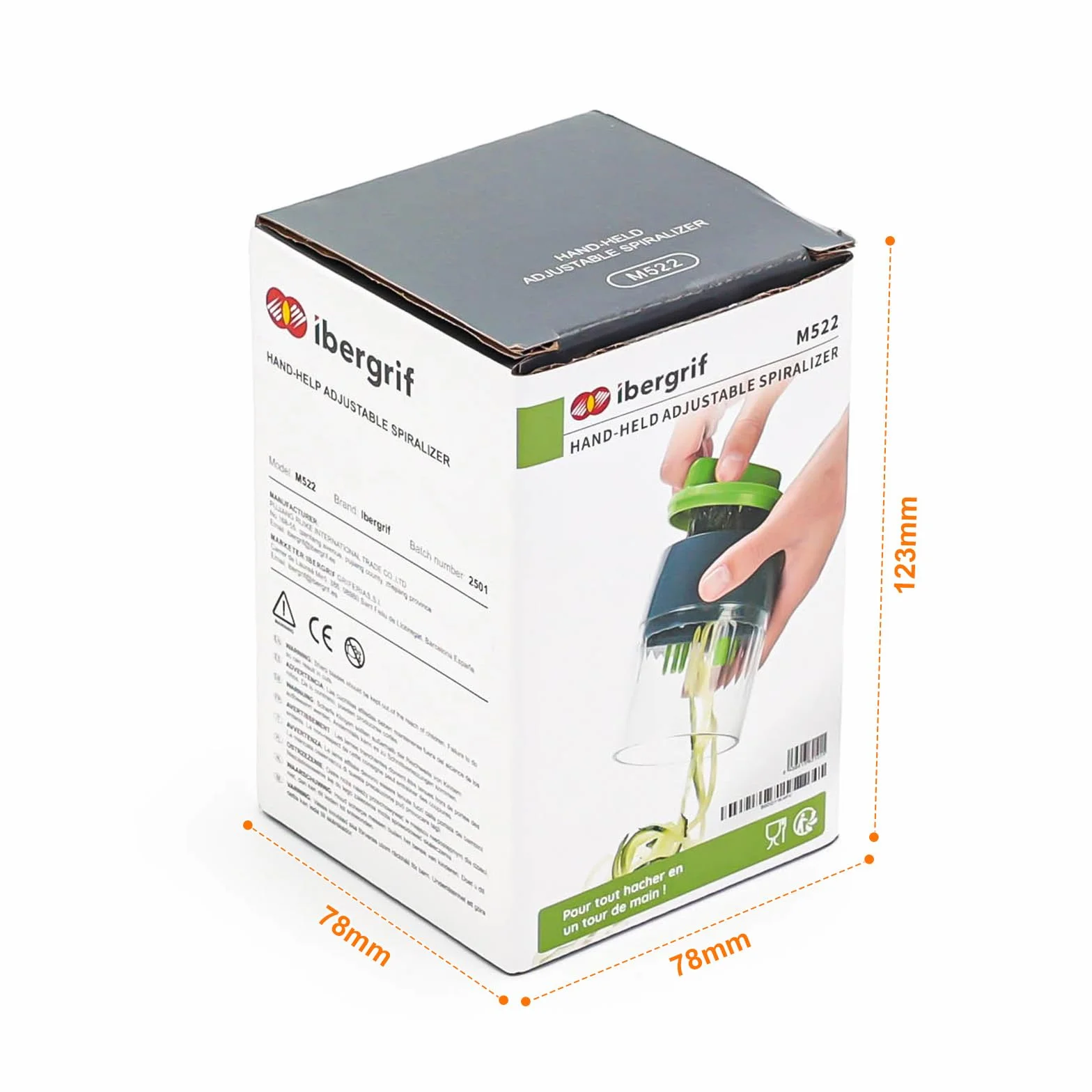 Ibergrif M522 Espiralizador de Verduras 4 en 1 Cortador Calabacin Libre de BPA