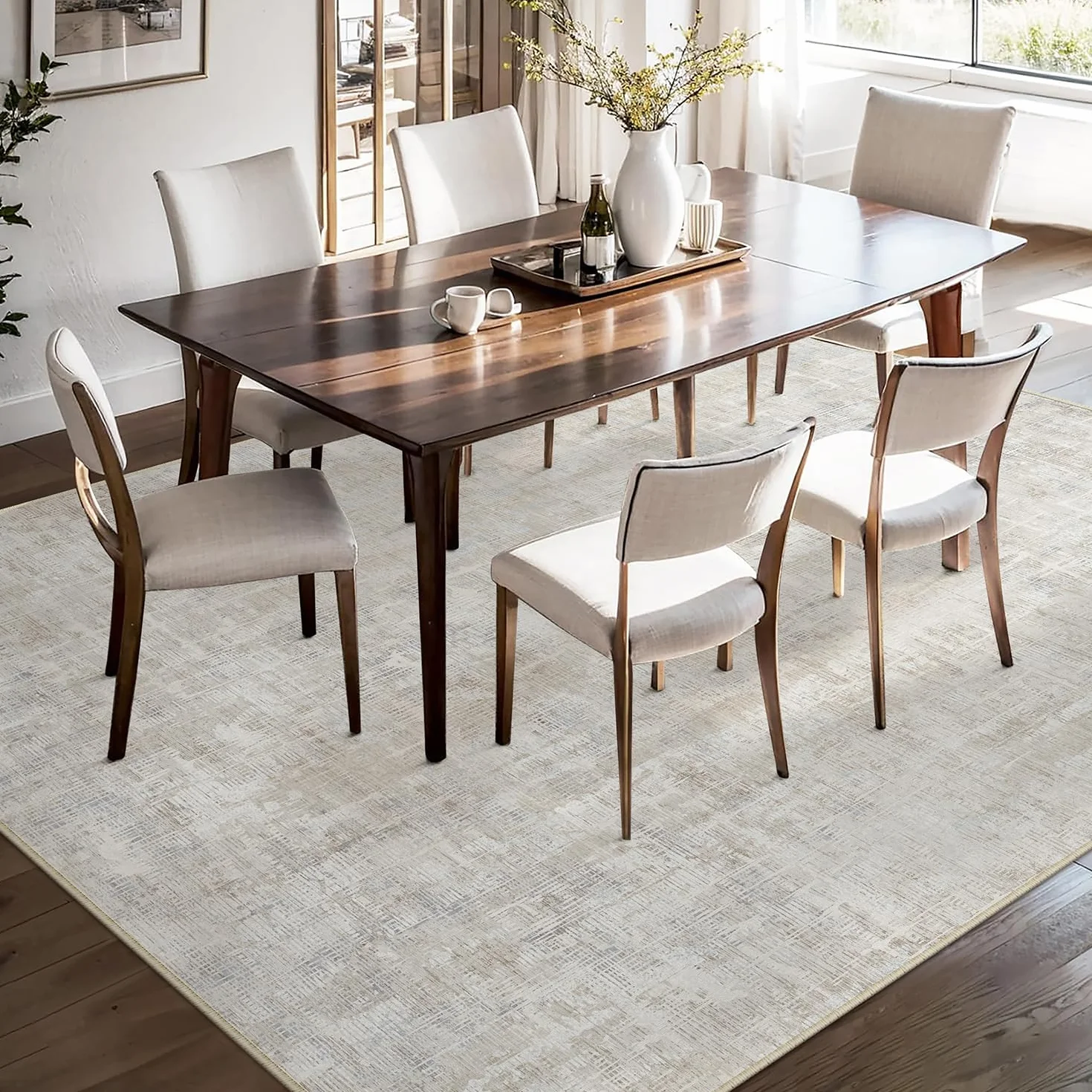 PureCozy Beige Alfombra Salon 200x300cm Habitacion Grandes Alfombras Moderna Antideslizante Lavable Lavadora Abstractas Carpete Dormitorio Sala Comedor Pie Cama Pelo Corto Carpet