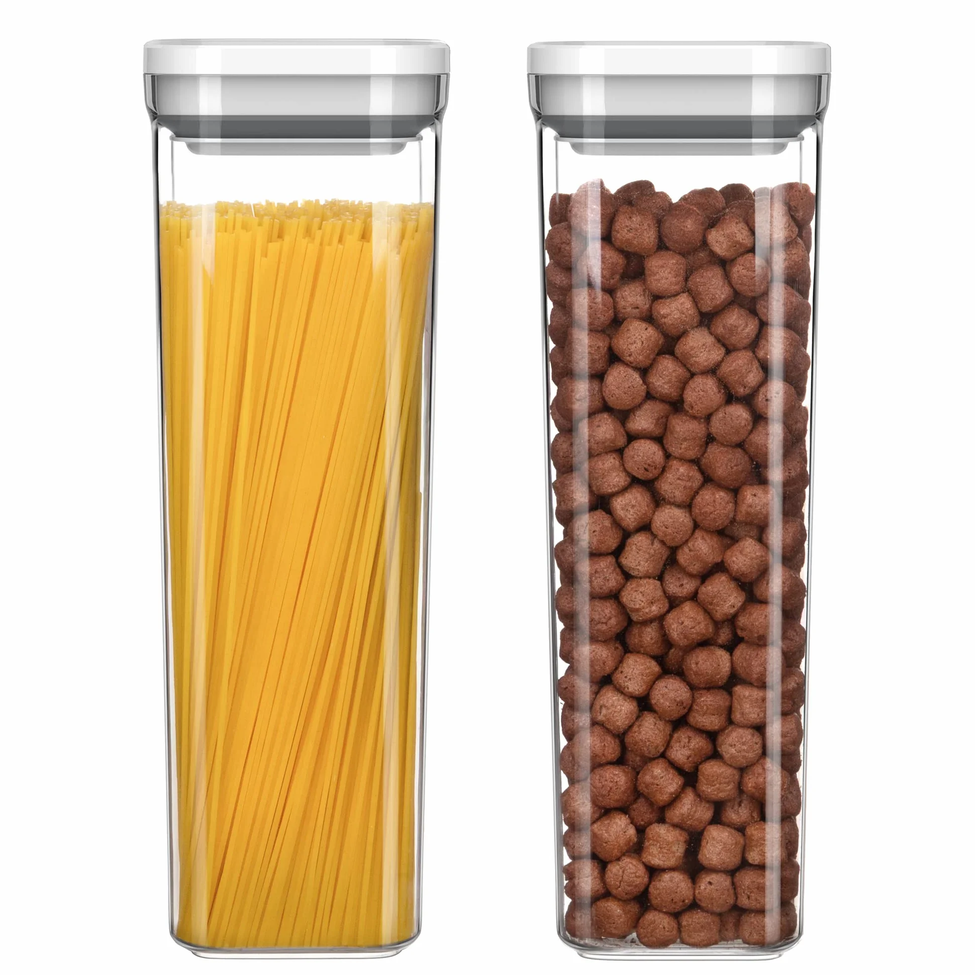 MR.SIGA Juego de 2 Envases Herméticos para Conservar Alimentos, BPA Libre, Recipientes para Organizar la Despensa de la Cocina, Recipientes Herméticos para Conservar Cereales, 2.1 L / 72oz, Blanco