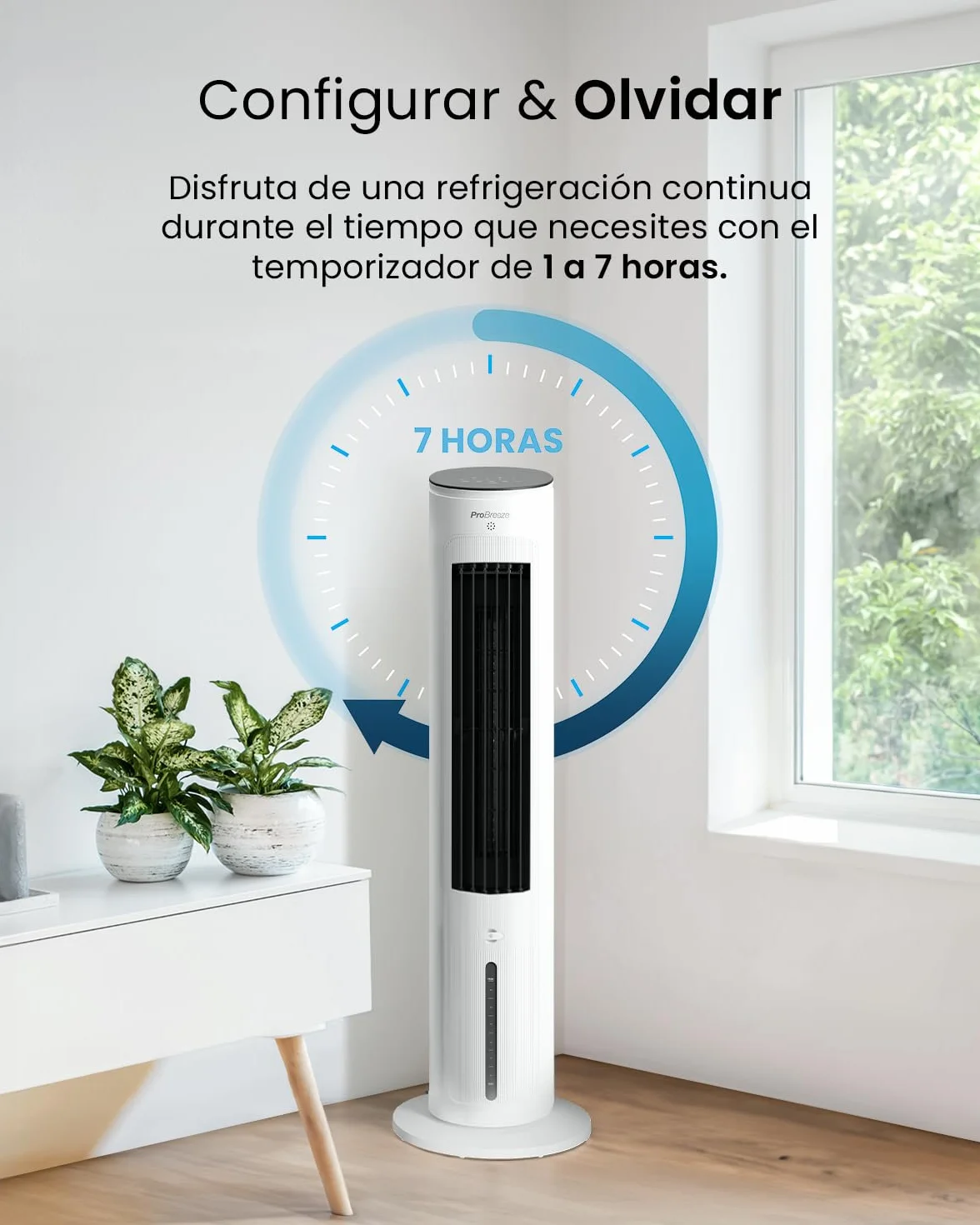 Pro Breeze OmniAir Climatizador Evaporativo Portátil 3 en 1 de 5L con Humidificación, 3 Velocidades, Temporizador 7H, Mando a Distancia y Oscilación - Enfriador de Aire Evaporativo - Blanco