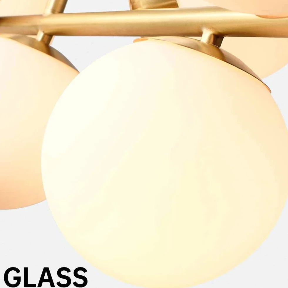 Lámparas de araña Doradas Modernas de 7 Luces Lámpara Colgante de Mediados de Siglo con Globos de Vidrio Esmerilado Blanco E27 Lámpara Colgante de Techo para Isla de Cocina Comedor Sala de Estar Dor