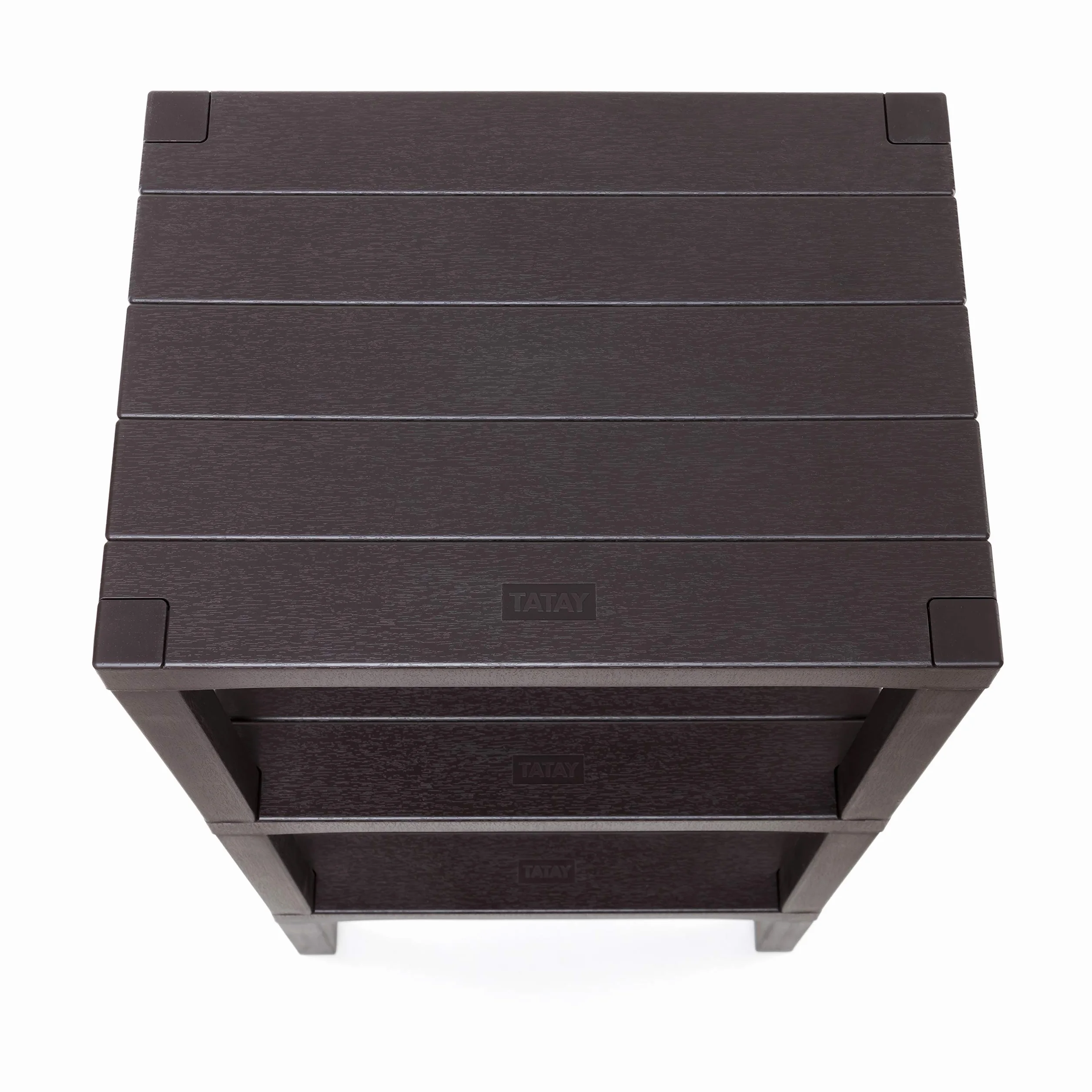 TATAY Estanteria Baño de 3 Alturas | Resistencia a la Humedad | Incluye Fijación con Tornillos y Compatible con Sistema Quick Fix | Ideal Interior y Exterior | Peso hasta 30kg - Modelo Lombok - Marron