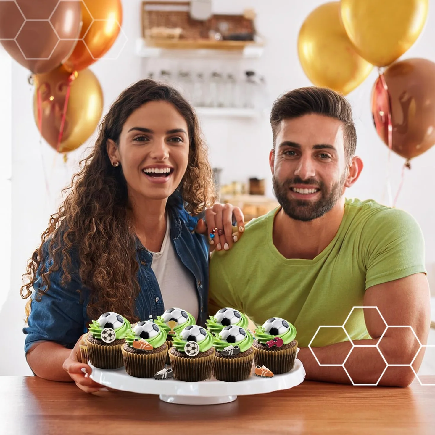 Decoración de Cupcakes o Tartas con Azúcar de Fútbol - Pack 8 Figuras Comestibles