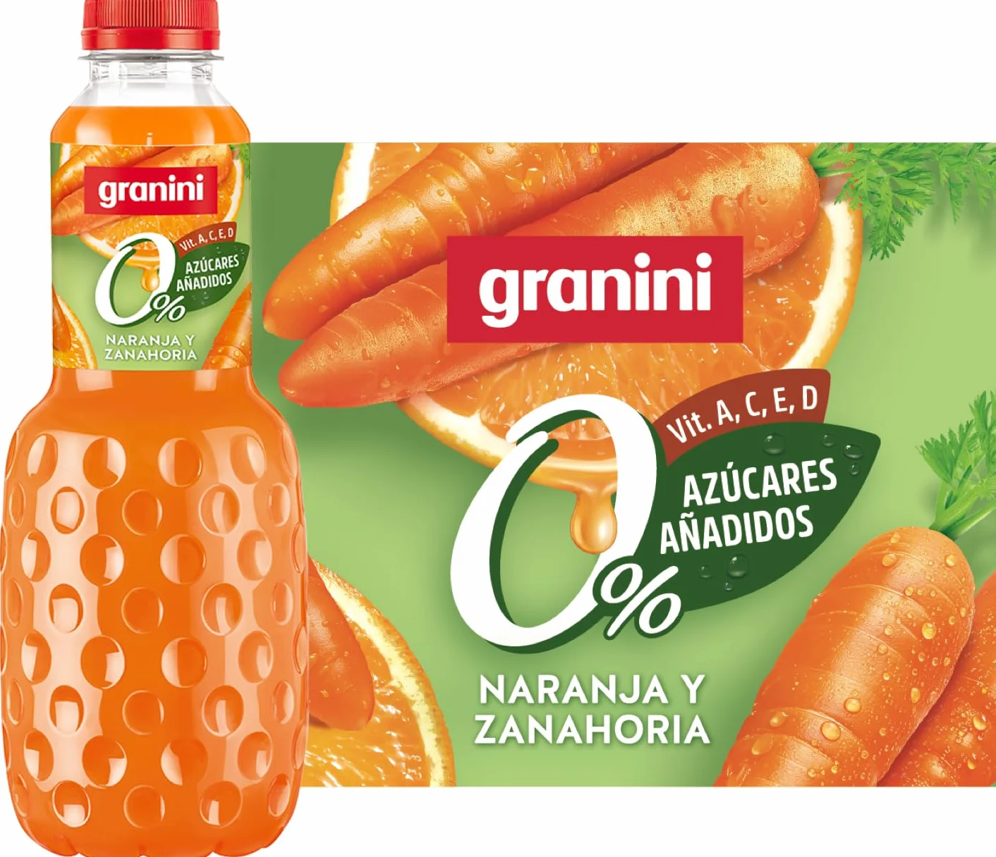 Granini Bebida de frutas Naranja Zanahoria y Uva Sin azúcares añadidos 1L Clásicos Mix