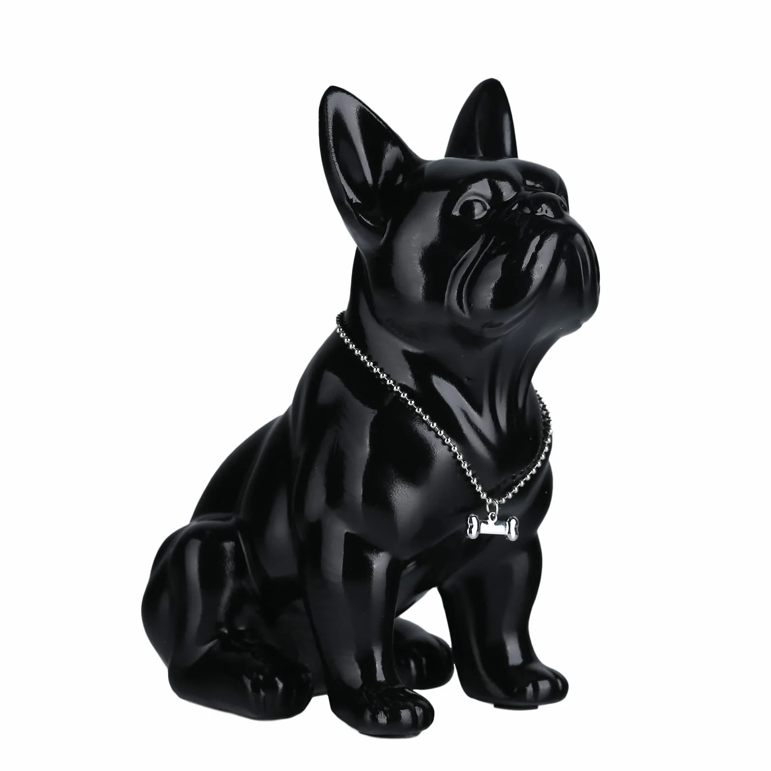 Estatua de bulldog inglés de resina, escultura de bulldog francés, decoración del hogar, figuras coleccionables modernas, estatua de perro, estatua de bulldog, manualidades de resi(negro, 9 pulgadas)