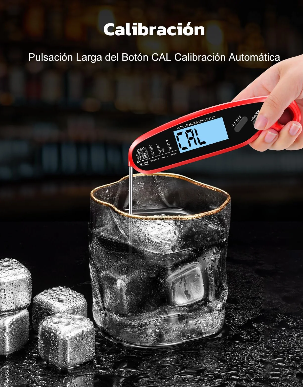 Babacom Termometro Cocina Digital Lectura Instantáneo, Meat Thermometer con 2 Sondas,Calibración y Pantalla Retroiluminada. Termómetro Carne Ideal Para Vino y Cerveza,Horno,Parrilla y Freidora de Aire