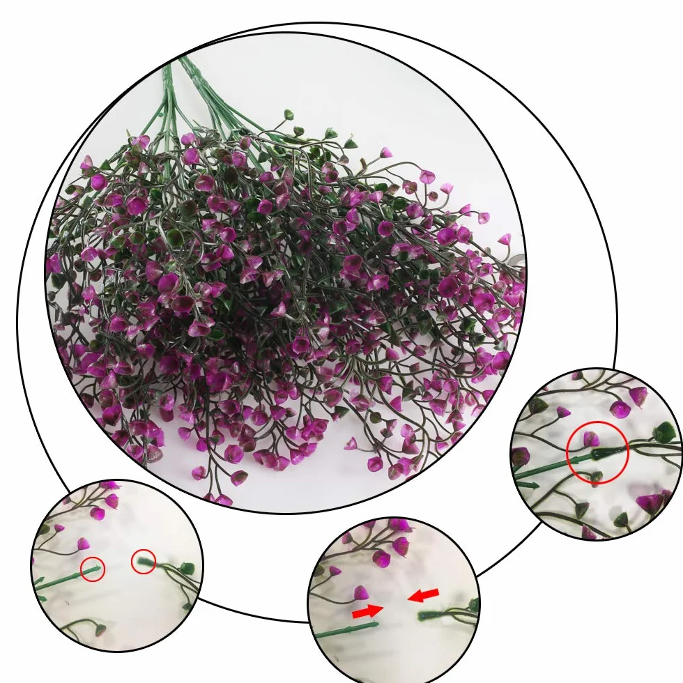 HUAESIN 4pcs Flores Artificiales Exterior Resistentes UV 40cm Rama de Arbusto Gypsophila Pequeña Planta de Plastico para Jarrones Jardinera Colgante Boda Fiesta Mesa Terraza Balcon Porche