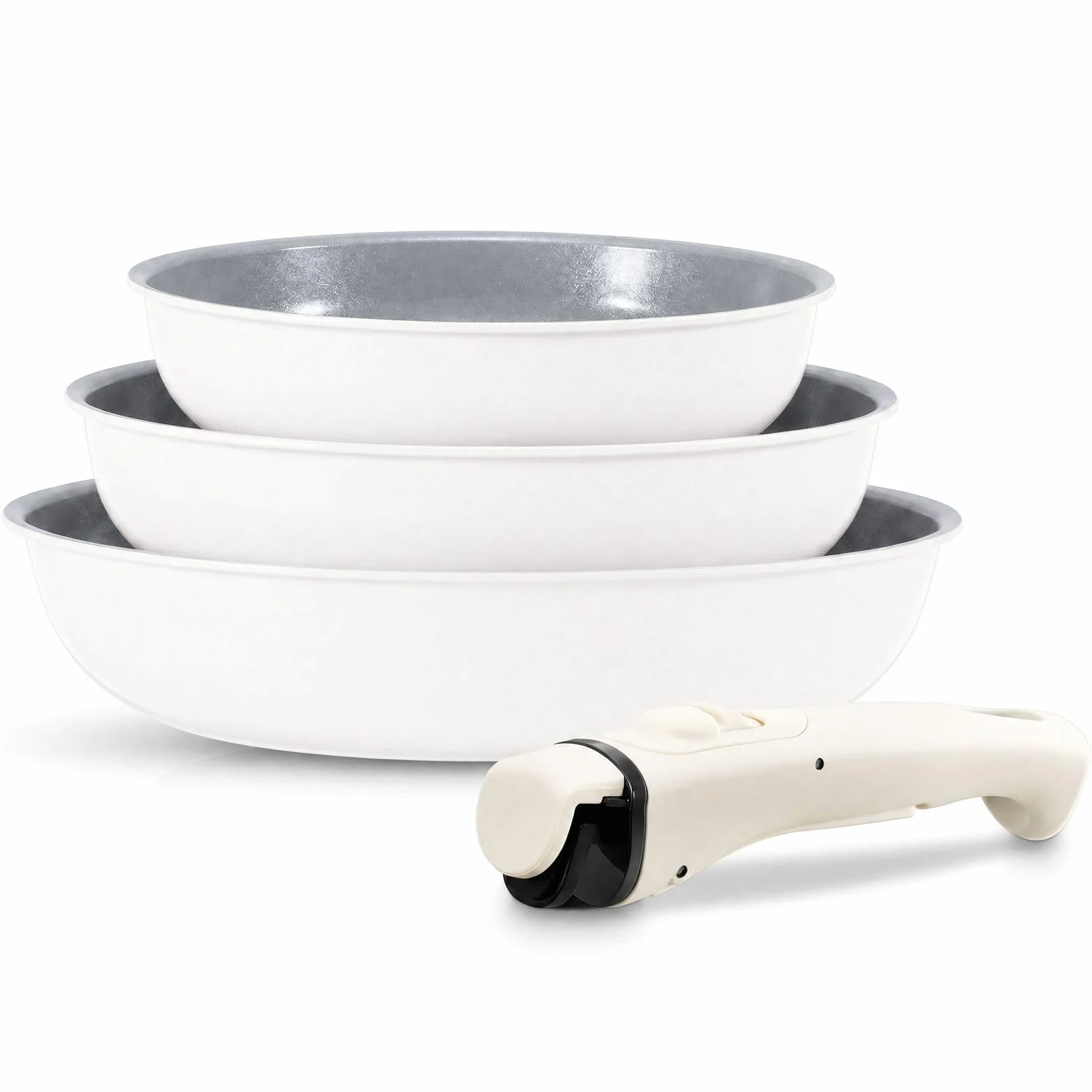 FOHERE 3 PCS Juego de Sartenes Antiadherentes con Mango Extraíble, Aluminio | Recubrimiento Cerámico Sartenes Inducción