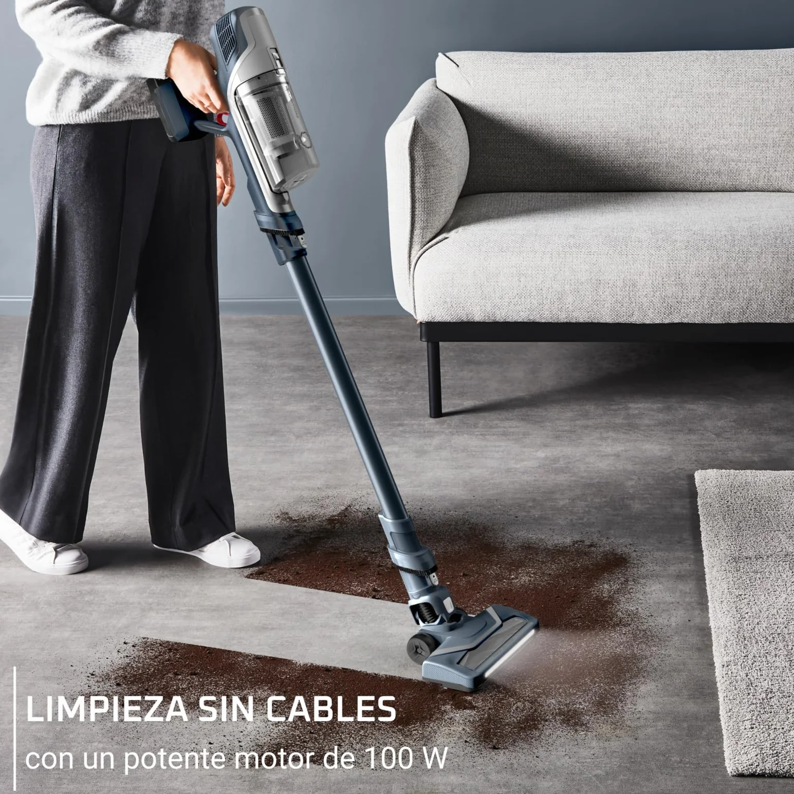 Rowenta XPert 6.60 - Aspiradora escoba versátil sin cable, con 3 funciones en 1 multiespacios, batería de litio, 2 velocidades, gatillo Boost, ligero y portatil, Gris oscuro, RH6836