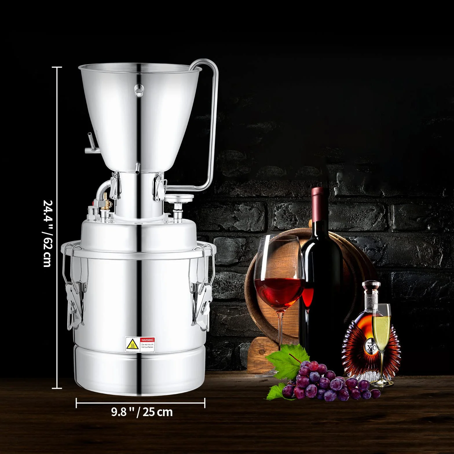 VEVOR Destilador de Alcohol 10L Acero Inoxidable Bomba de Agua 6,8-8 W Kit de Destilación
