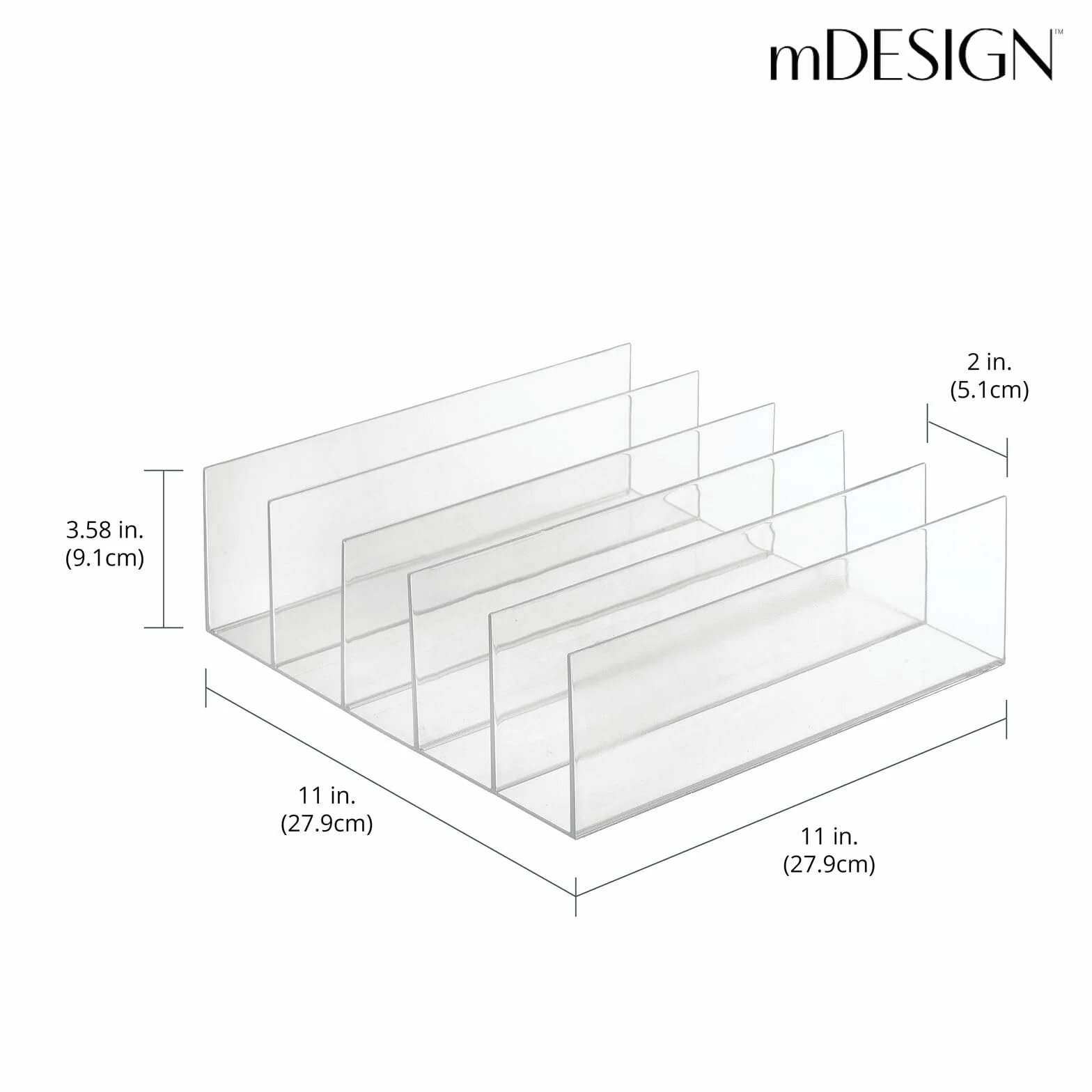 mDesign Expositor de plástico para bolsos de mano – Prácticos soportes para carteras, monederos, billeteros, etc. – Organizador de bolsos con 5 compartimentos – Juego de 4 – azul transparente