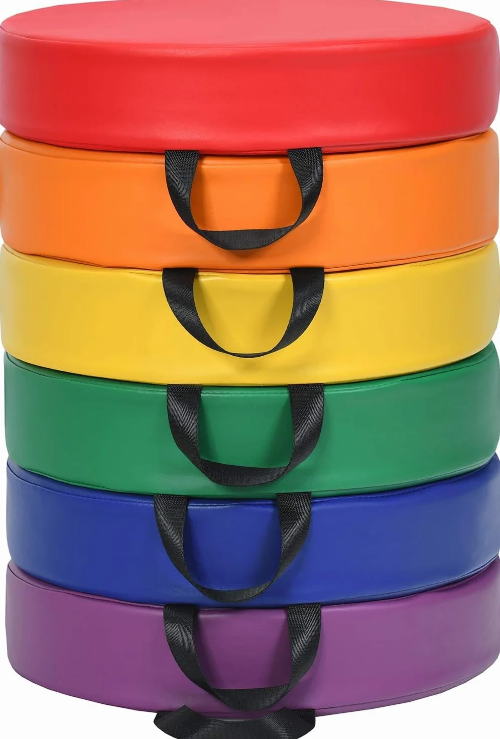 GOPLUS Juego de 6 Cojines para Silla Infantil, Cojín de Suelo con Asa, Piel Sintética y Espuma, Multicolor