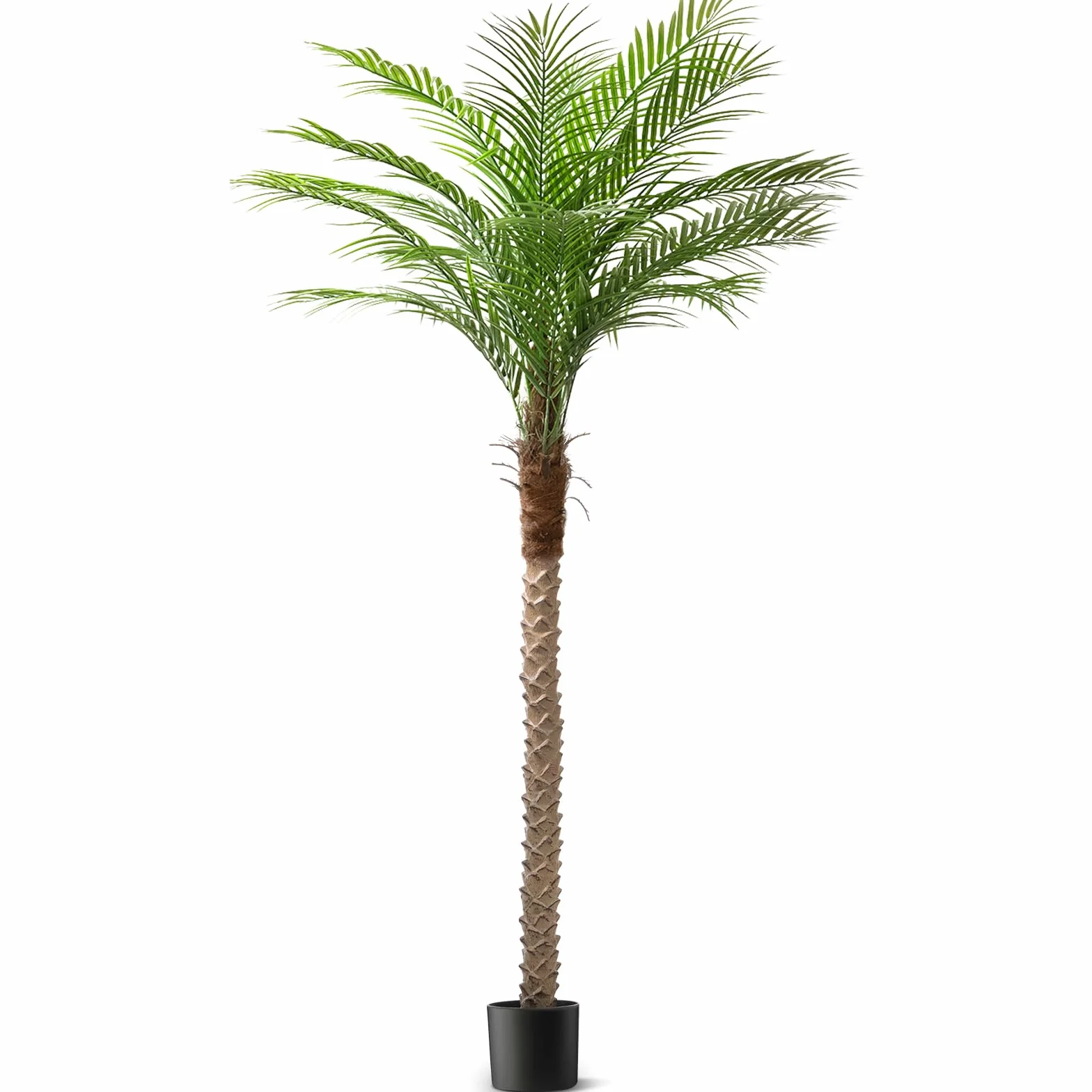 Palmera artificial de fénix de 7 pies de alto, árbol tropical grande falso con 15 hojas ajustables, planta de palma de sagú sintético para interiores y exteriores, sala de estar, patio, piscina