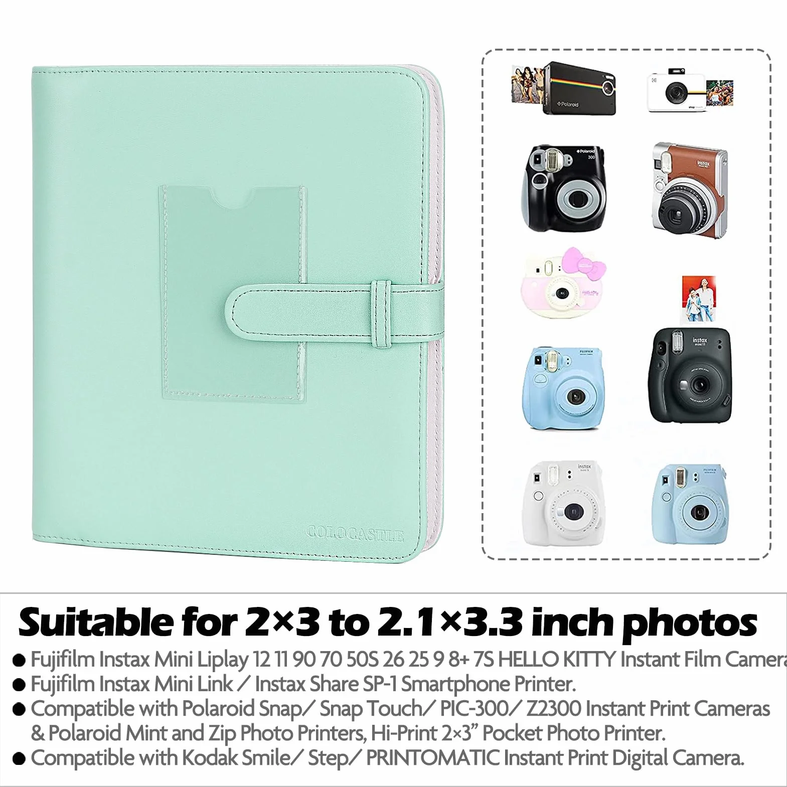 Álbum de fotos con 272+1 bolsillos para película de 3 pulgadas, compatible con Fujifilm Instax Mini 12 11 9 8 25 70 90 40 99 SE 7+ Mini LiPlay Link2 EVO, Polaroid Snap PIC-300, Kodak Impresora