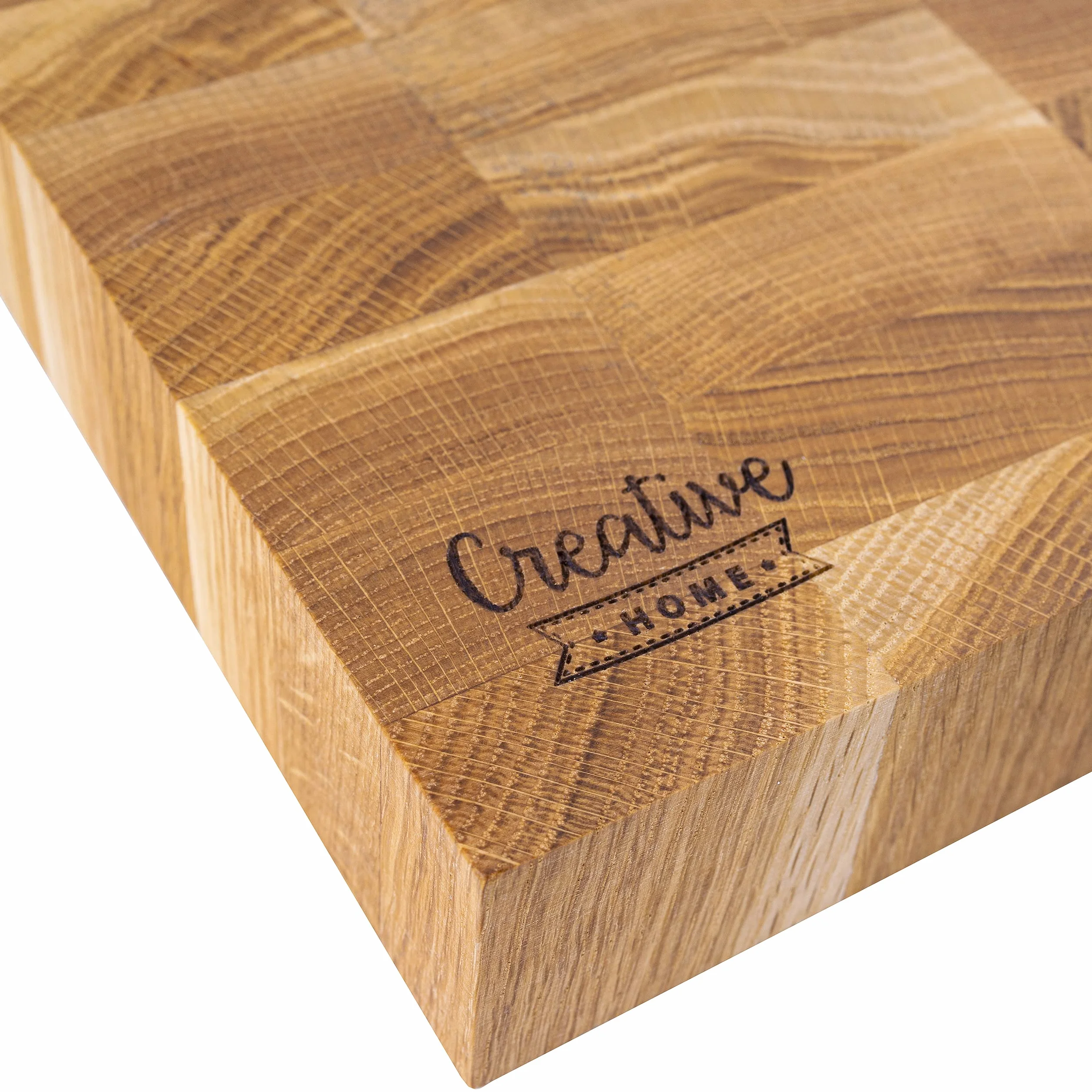 Creative Home Tabla de Cortar de Madera Grande 32 x 24 x 4 cm Roble Natural Bloque de Carnicero Profesional Reversible