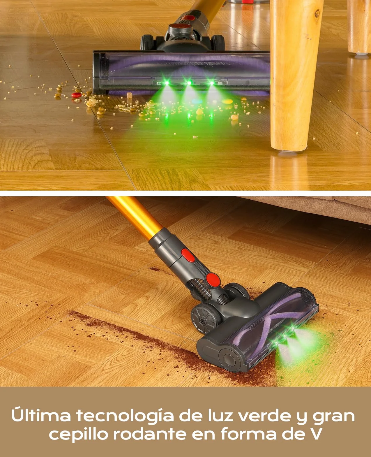 Aspiradora sin Cable 35kPa 6 en 1 Inalámbrica 35minutos Batería Extraíble para Pelo de Mascota Alfombra Suelo Duro