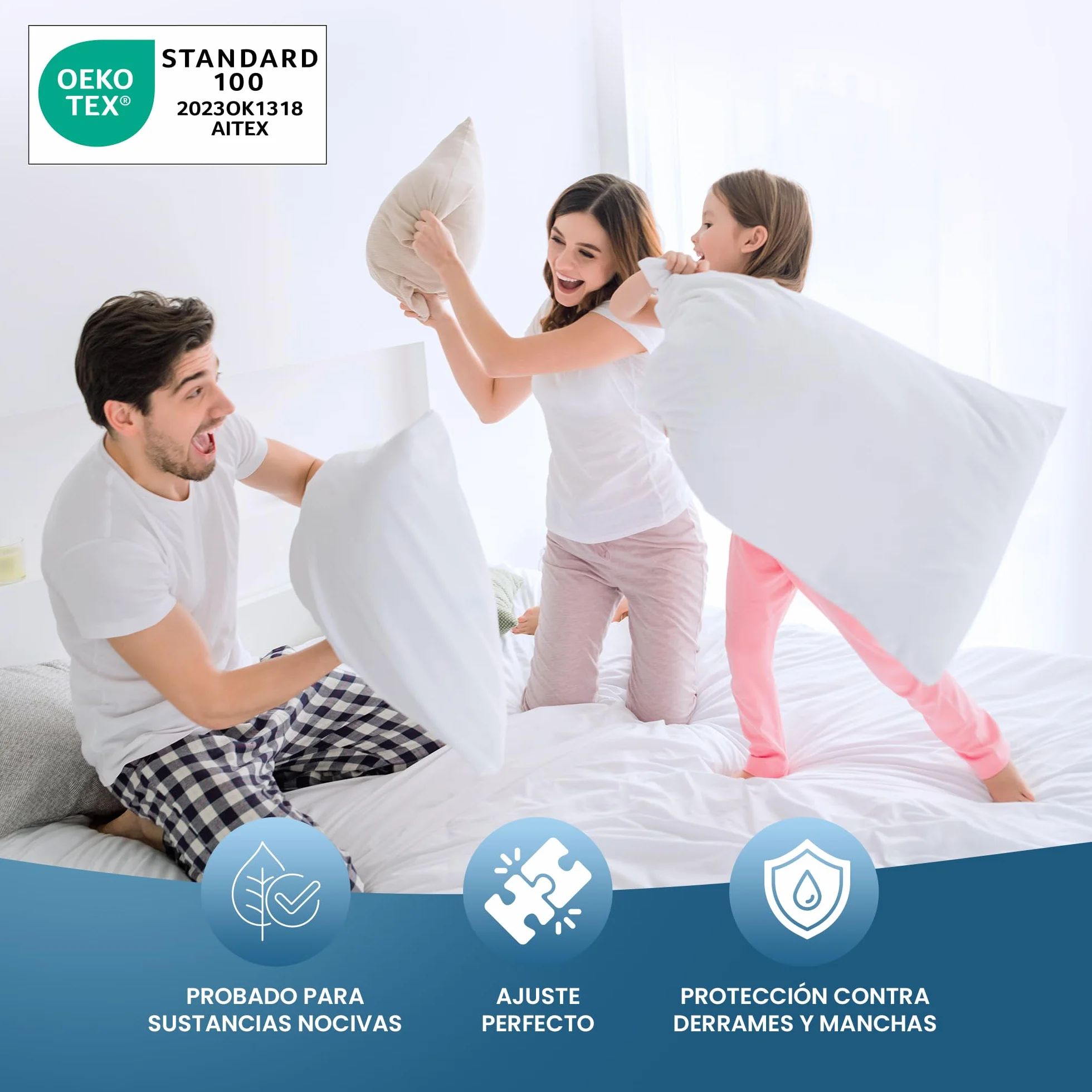 Utopia Bedding Protector Colchón 135 x 190 cm Impermeable, 4 Esquinas Elásticas, Certificación Oeko-Tex, Funda Colchón, Cubre Colchón Transpirable