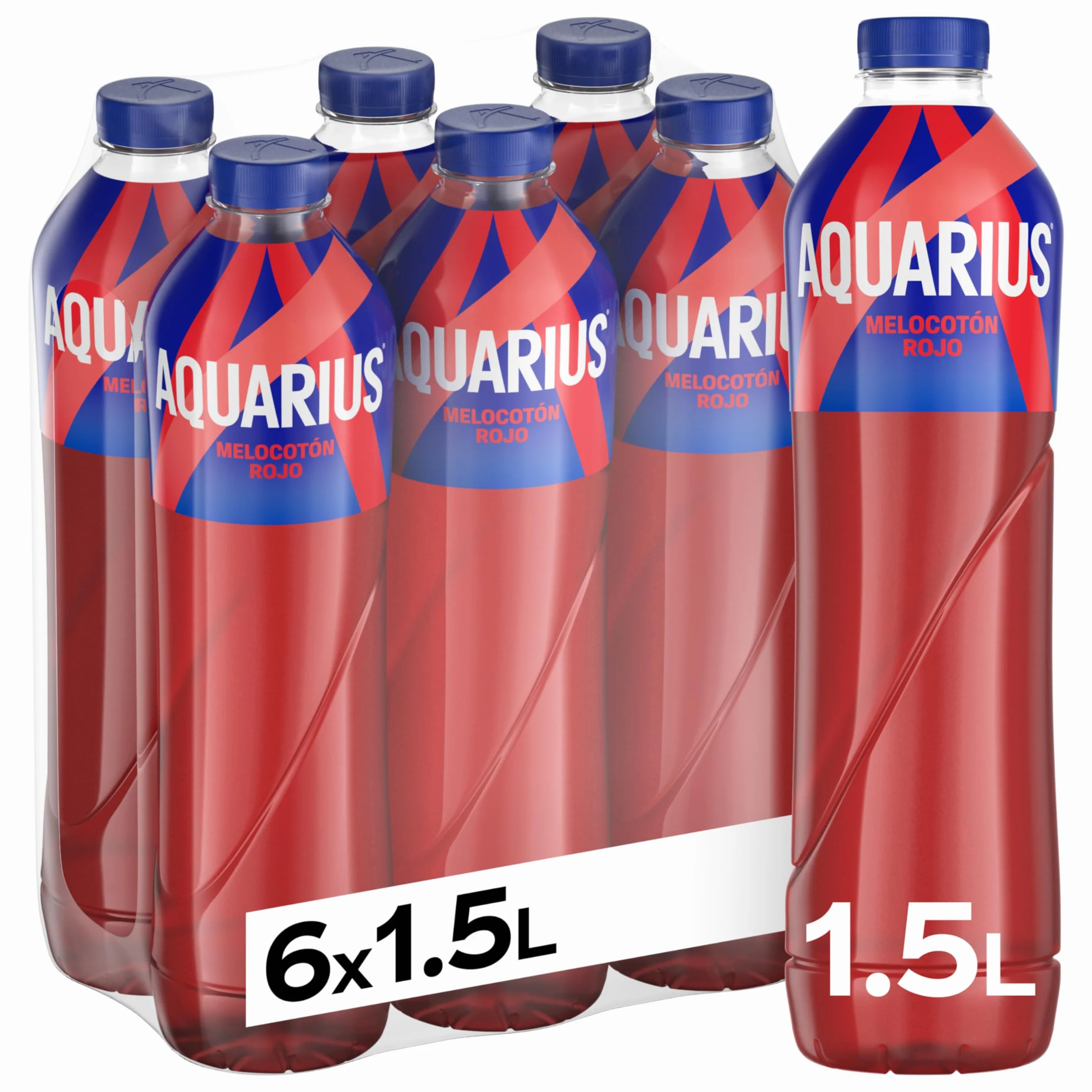 AQUARIUS Melocotón Rojo Bebida Hidratante con Sales Minerales Pack 6 Botellas 1.5L