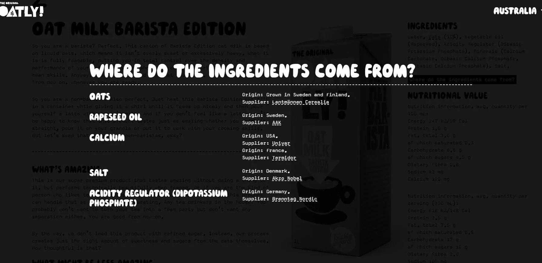 OATLY Leche de Avena Edición Barista, 6 x 1 L