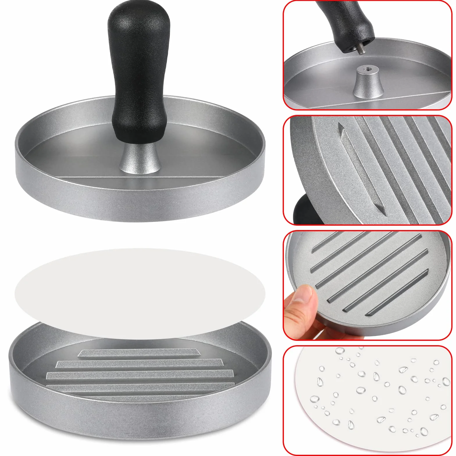 Burger Press 100 Carta Oleata Antiaderente per Carne Patty Hamburger Maker 1/4 lb 1/3 lb