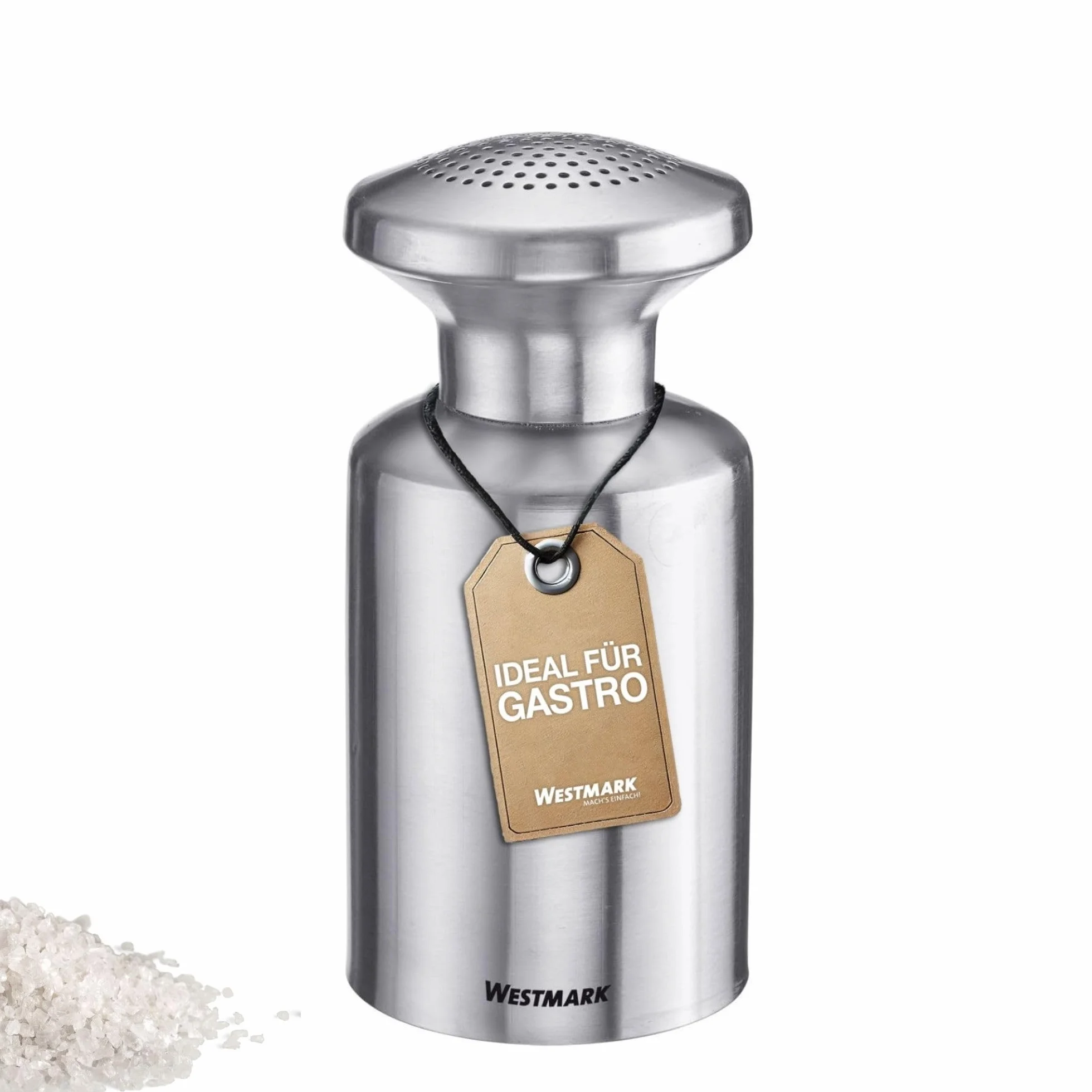 Westmark Salero gastro Alpha – ideal como especiero para cocinas de catering y cantinas, sal y azúcar – acero inoxidable, 500 ml