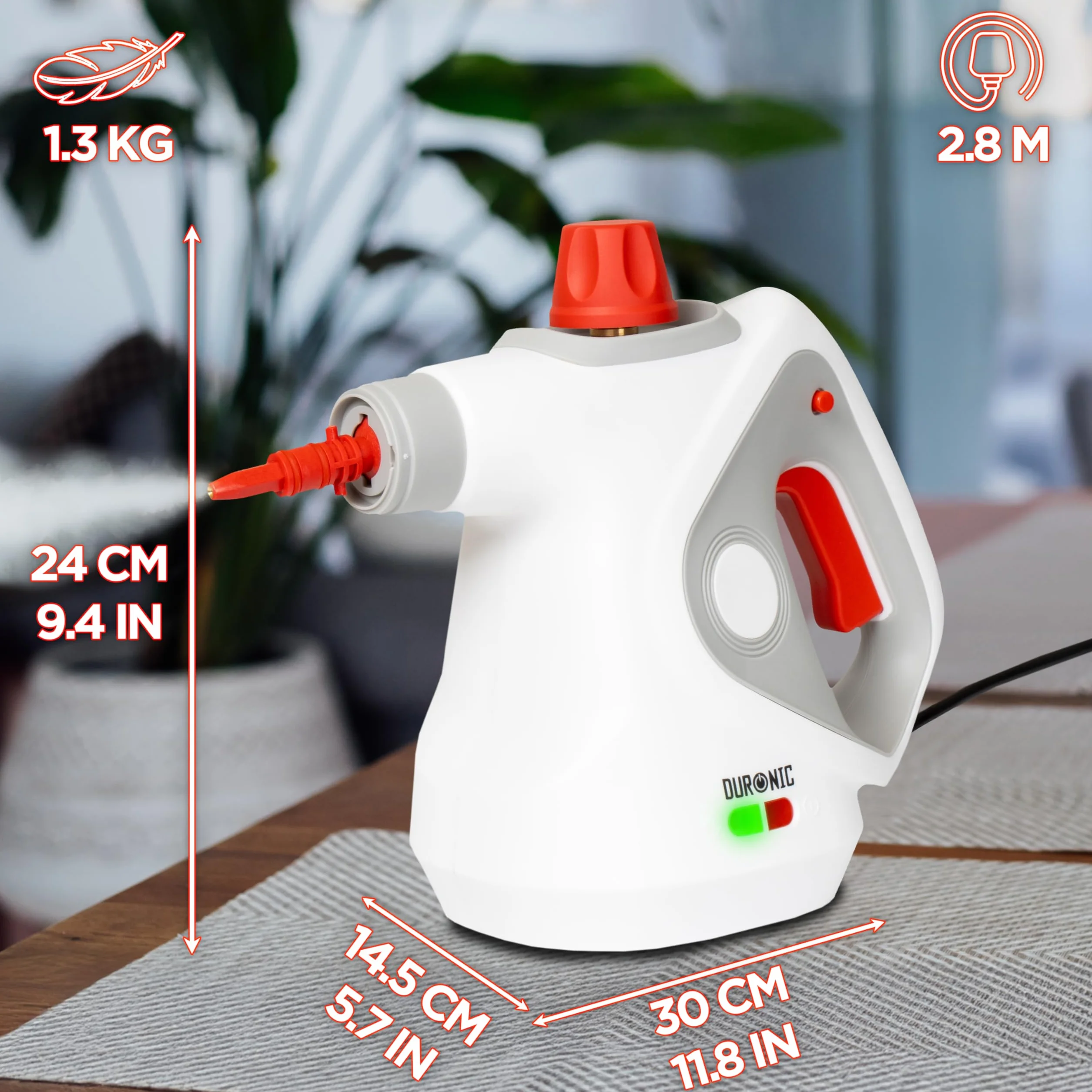Duronic SC32 WE Limpiador de Vapor de Mano 1050W Portátil Multifunción 350 ml