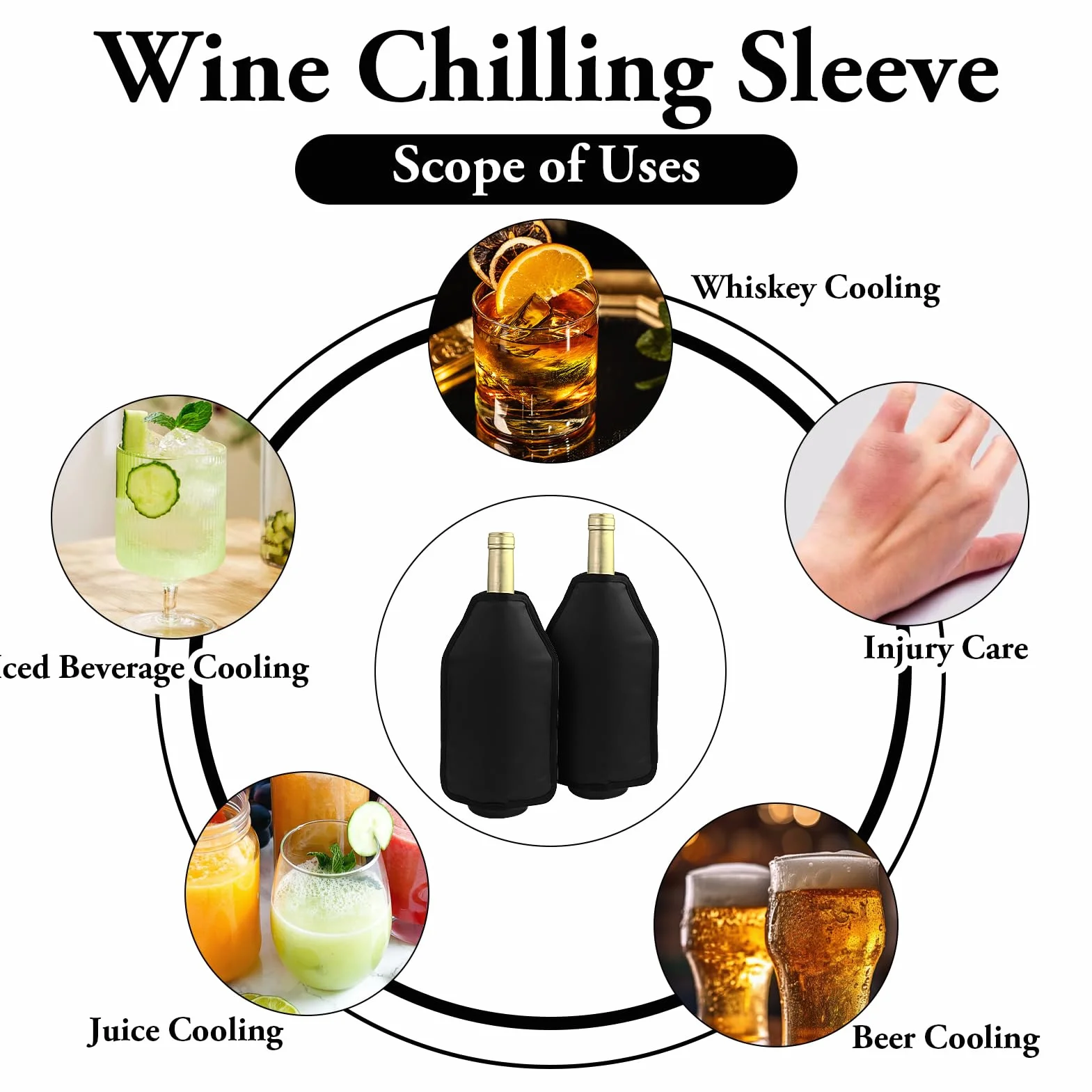 2 Piezas Enfriadora de Botella de Vino, Enfriador Rápido para Vino Cubierta Refrigeradora Wine Cooler de Gel Refrigerador Bolsa Enfriador para Vino Espumoso Champán Cerveza