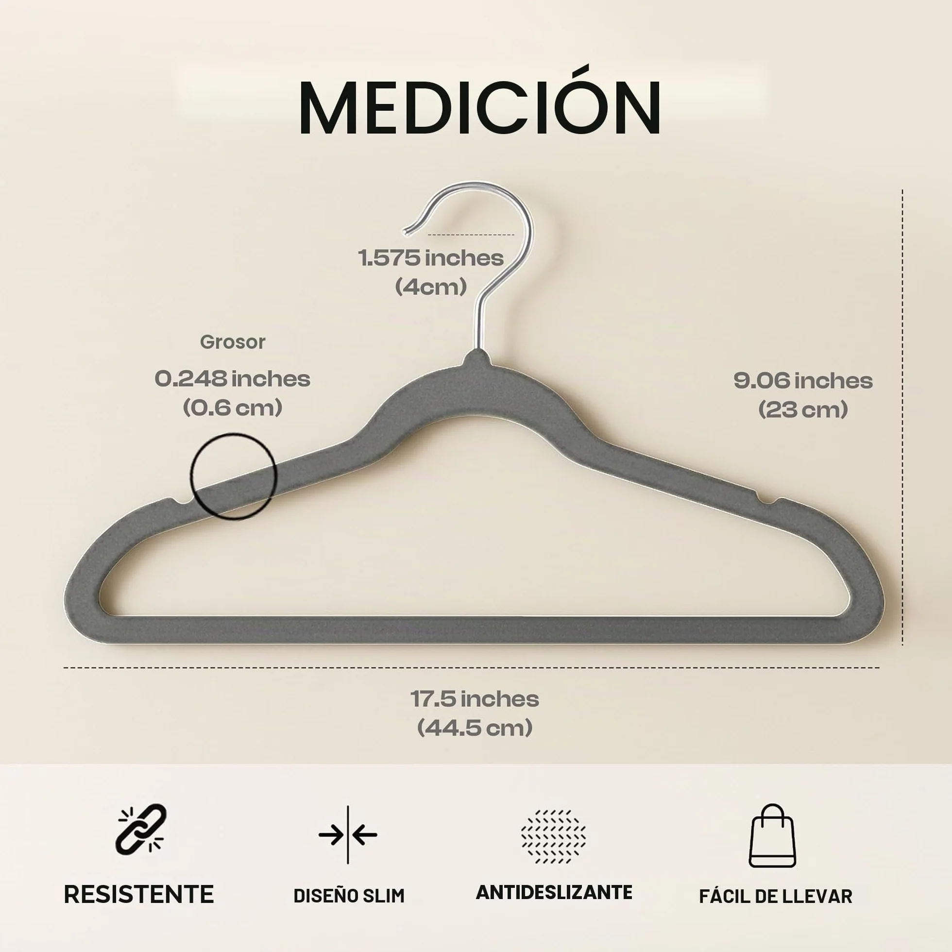 Utopia Home Premium Perchas de Terciopelo Antideslizantes, Duraderas Perchas Negras con Gancho Giratorio de 360 Grados Percha de Gran Resistencia (Gris, Paquete de 20).