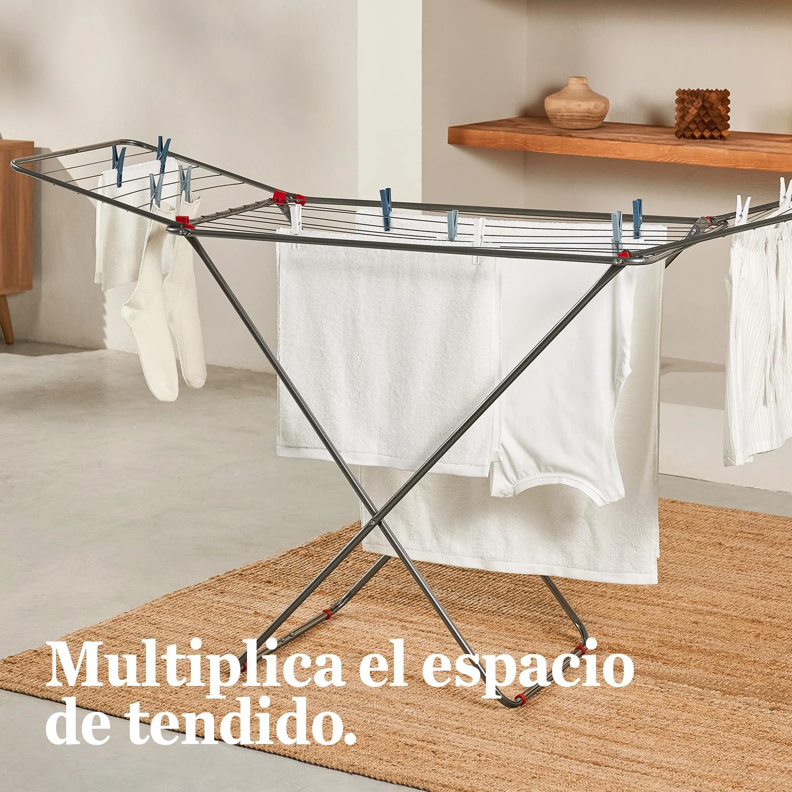Tendedero plegable Rayen 19 m 182 x 55 x 102 cm Acero para interior y exterior