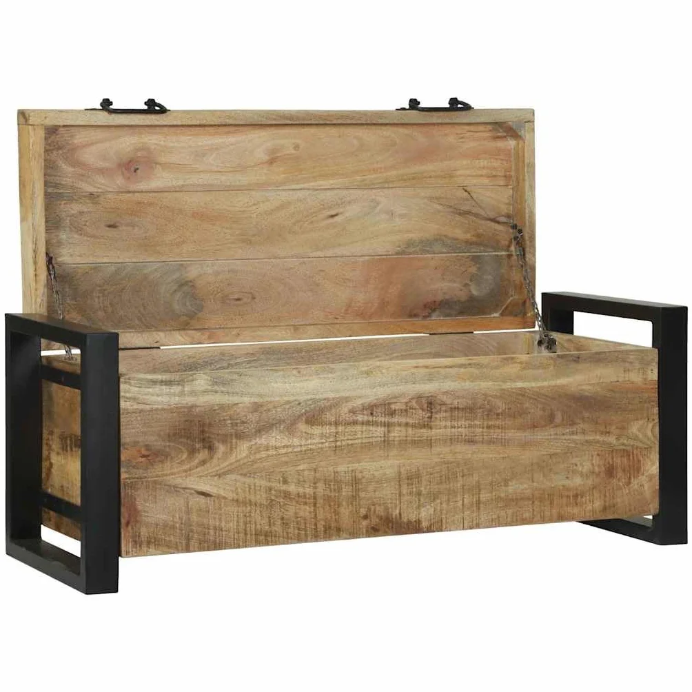 vidaXL Baúles de Almacenamiento 80 x 30 x 30 cm Madera Maciza de Mango, Almacenamiento para Dormitorio, cofres rectangulares, Estilo Industrial, solución rústica para tu Loft