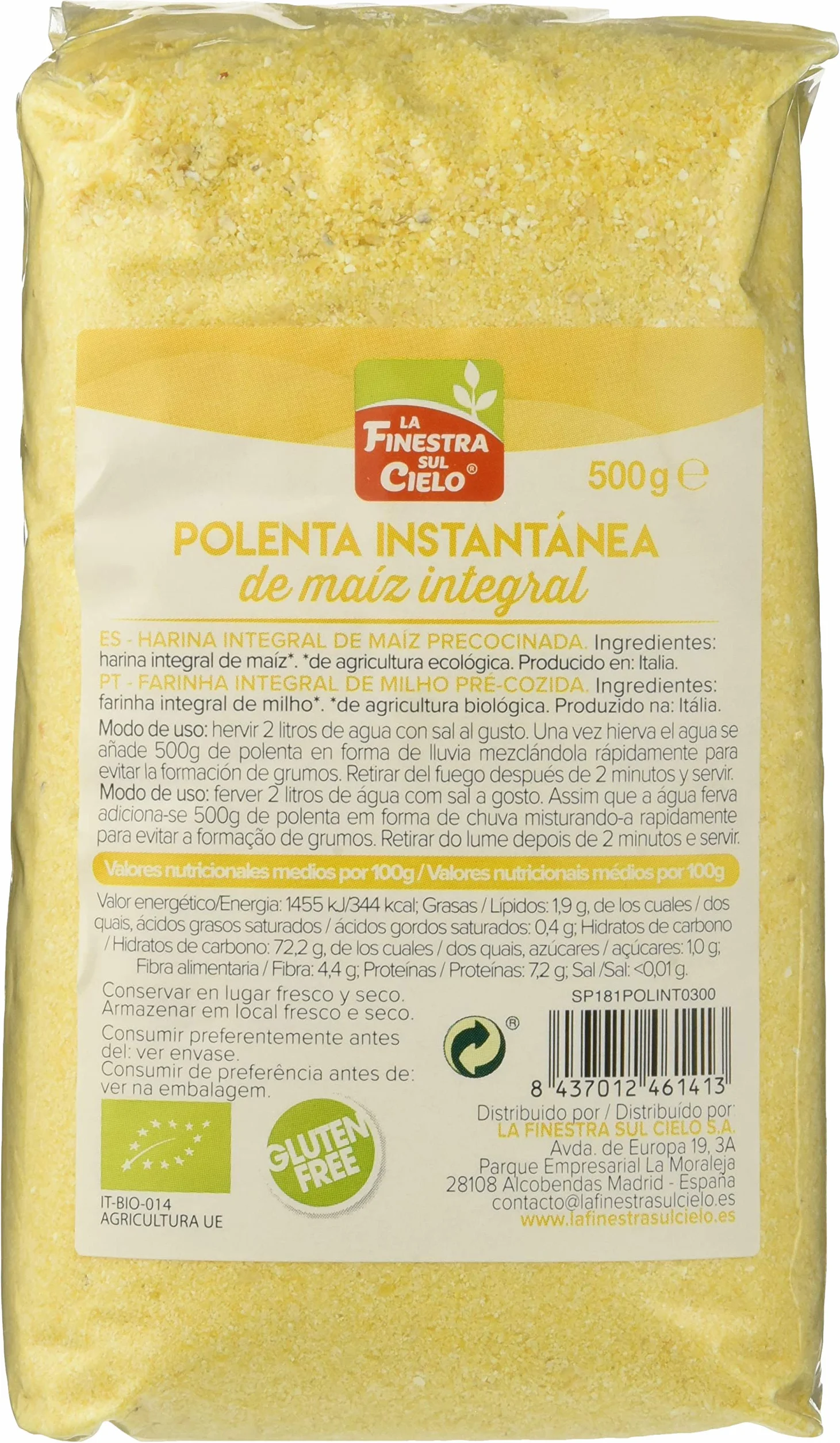 La Finestra Sul Cielo Polenta instantánea integral 500g