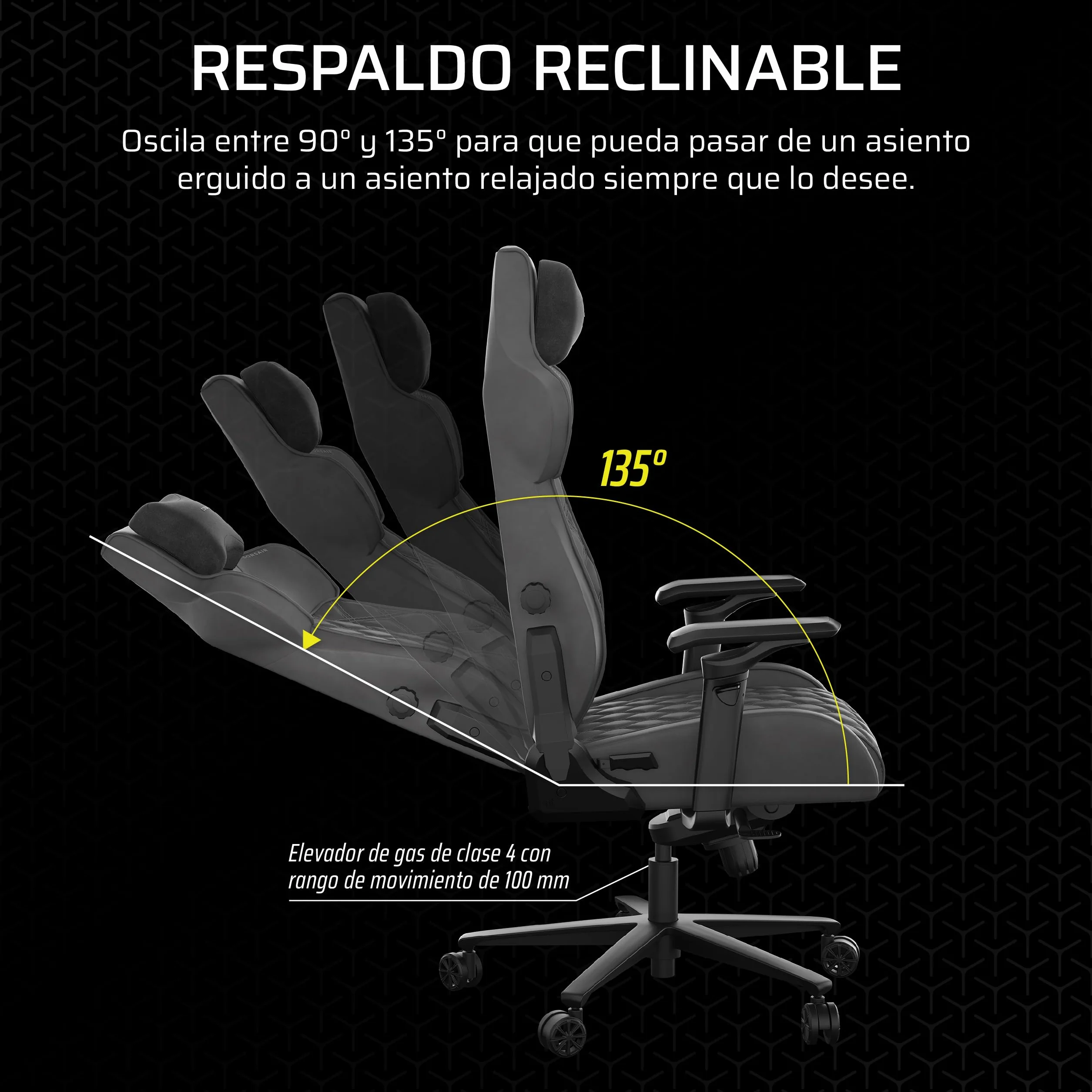 Corsair TC500 Luxe Silla para Juegos – Tejido Transpirable Premium – Asientos Anchos – Reposabrazos Ajustables en 5 Direcciones – Soporte Lumbar Ajustable – Reclinable 90-135° – Sombra