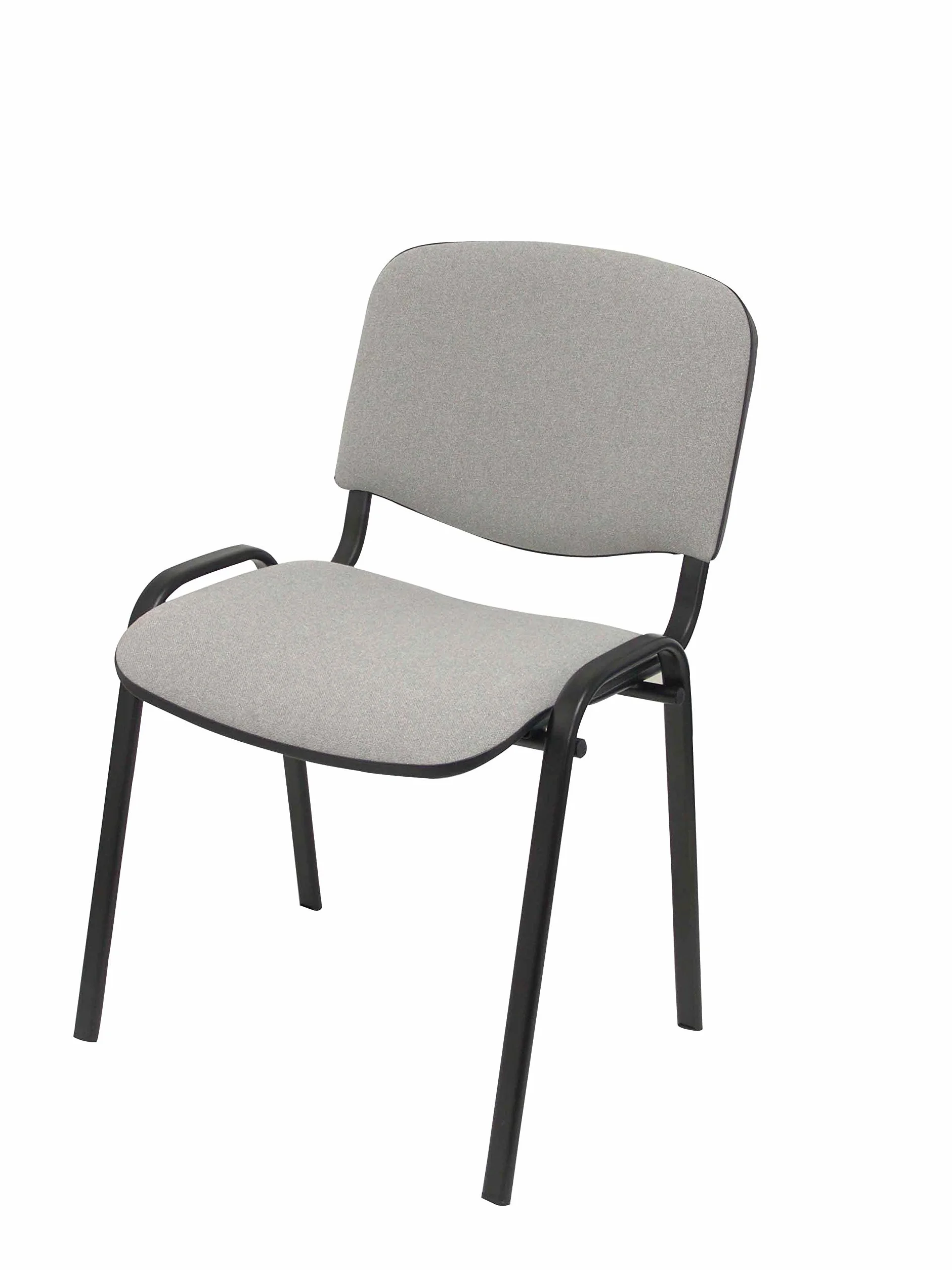 Piqueras y crespo 2454140031 - Pack de 4 sillas confidentes ergonomica, apilable, Multiusos y Estructura en Color Negro Asiento y Respaldo tapizados en Tejido Aran Color Gris Modelo alcaraz