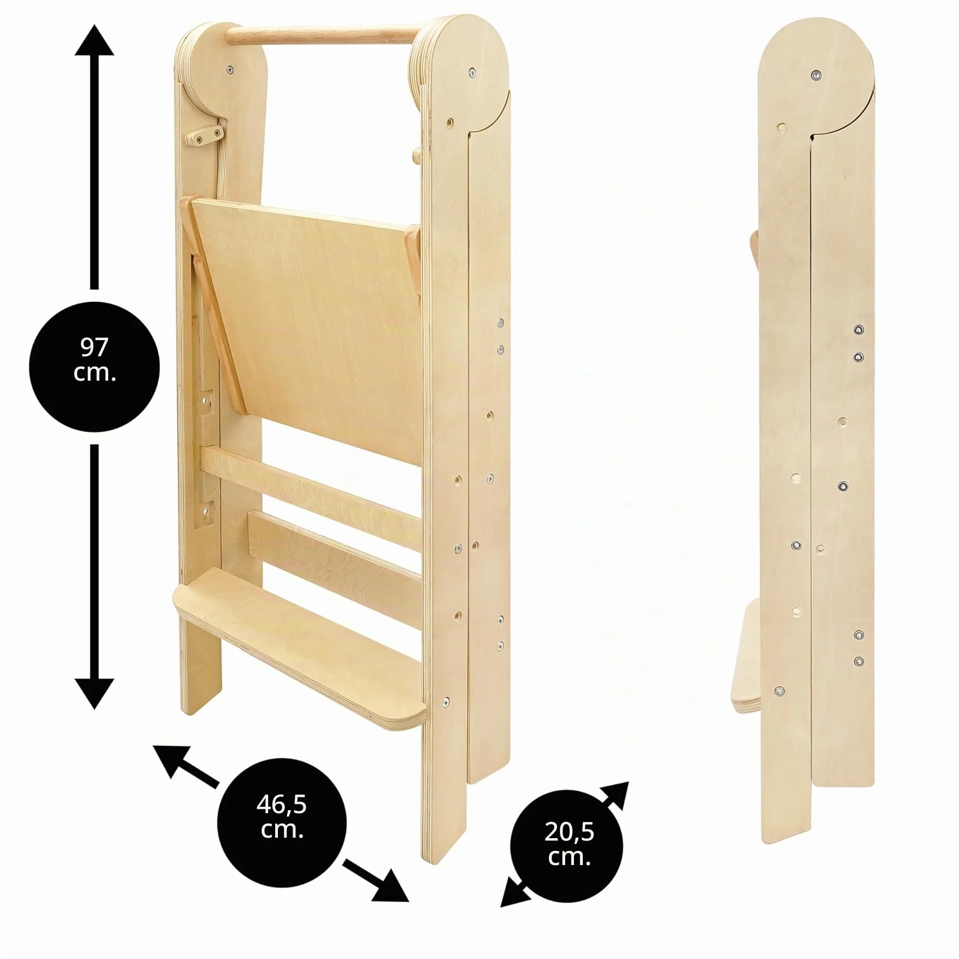 509 Lofty Torre de Aprendizaje Plegable, Ayudante de Cocina para Niños, Montessori, Taburete, Plegable Cómodo para Almacenamiento, Ajuste de Altura en 3 Niveles