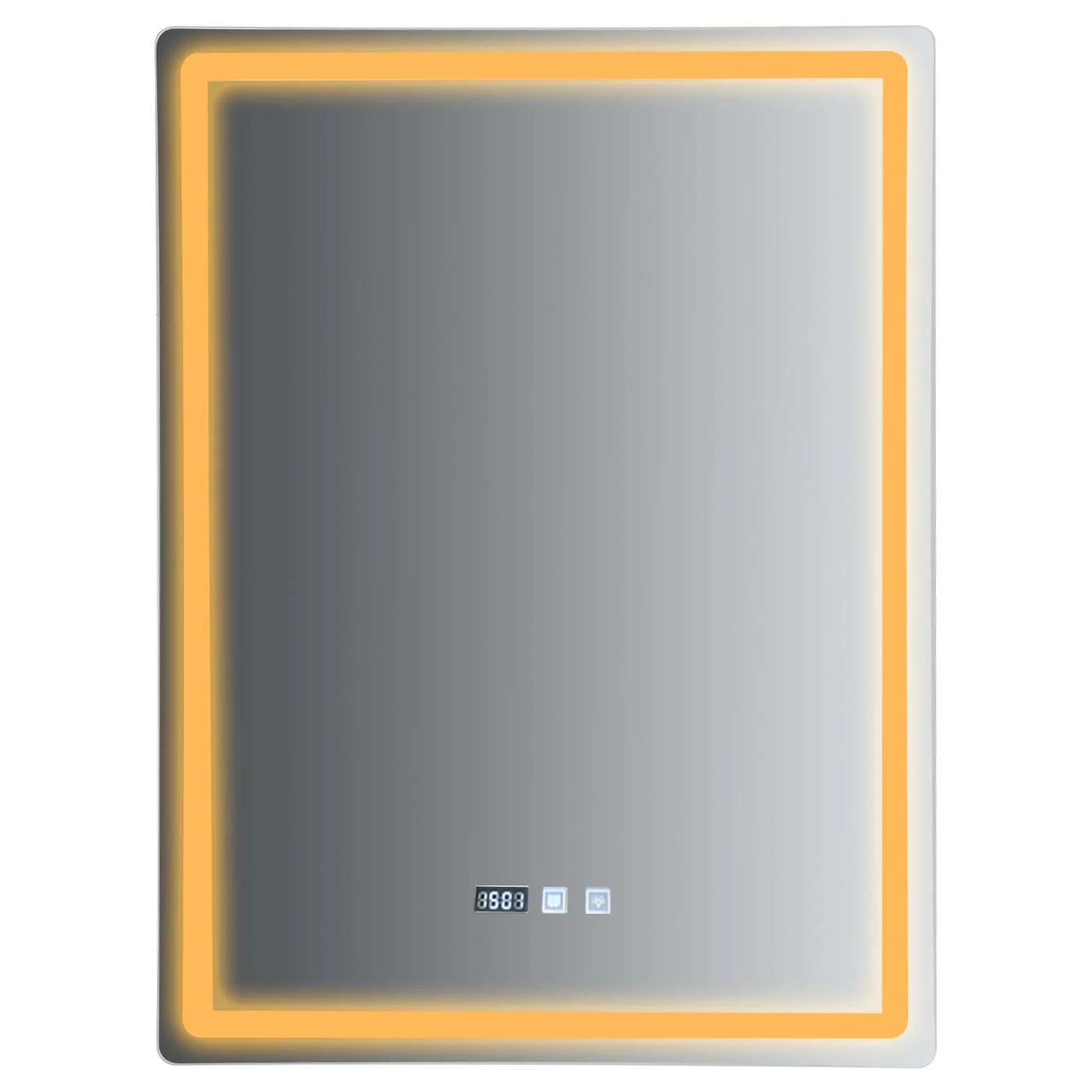 Espejo de Baño LED 60 x 80 cm, IP54, con Luz Regulable, Anti-Niebla, Display de Temperatura y Hora, Memoria de Ajustes Favoritos