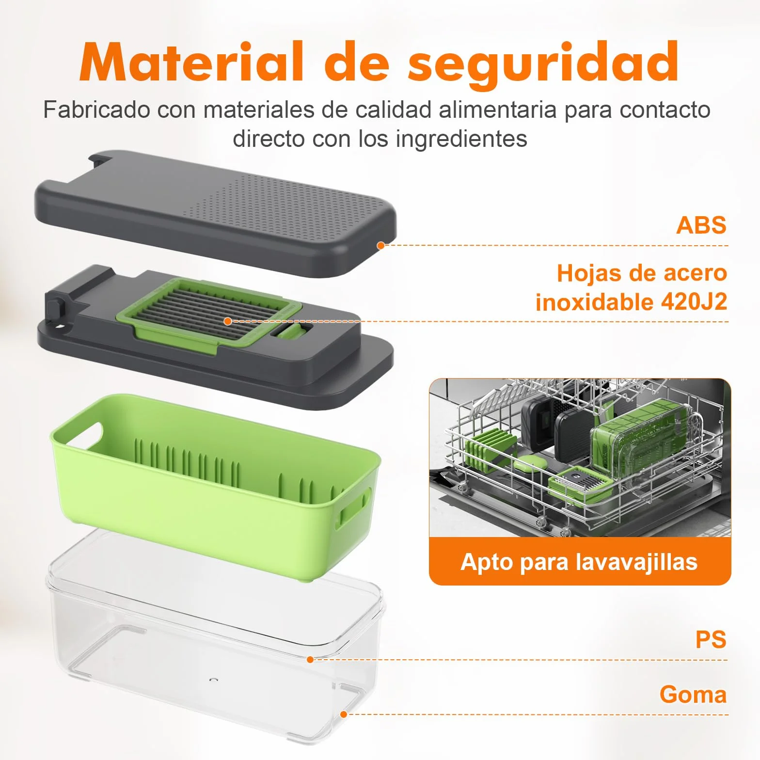 Ibergrif M524-7 Cortador de Verduras 7 en 1, Picador Multifunción con Contenedor, Mandolina de Cocina Profesional