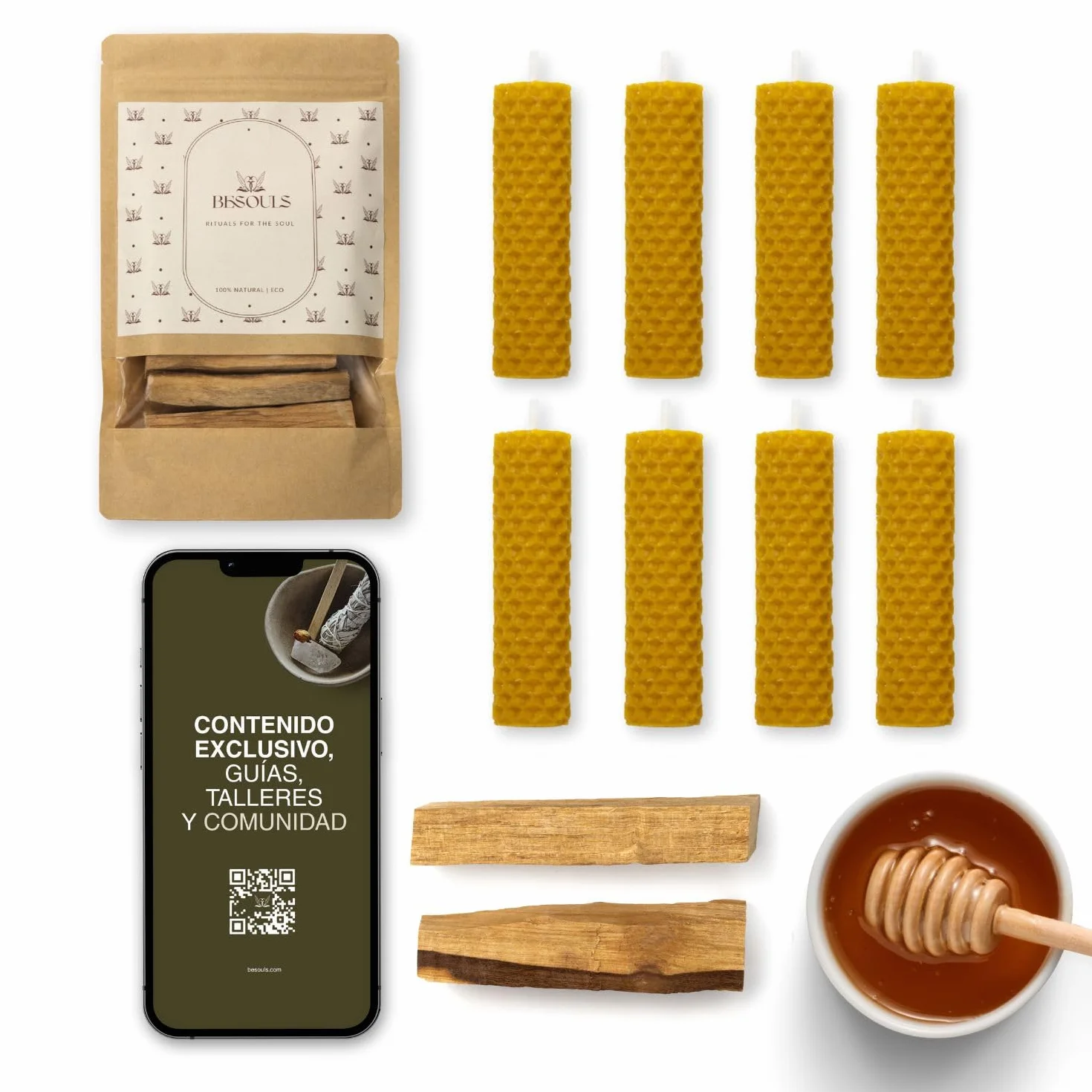 8 Velas de Miel de Abeja + REGALO 2 Palo Santo Ritual Mágico Buena Suerte 11/22 Velas Decorativas Hechas a Mano velas de miel para rituales Detalles para Regalar (8)