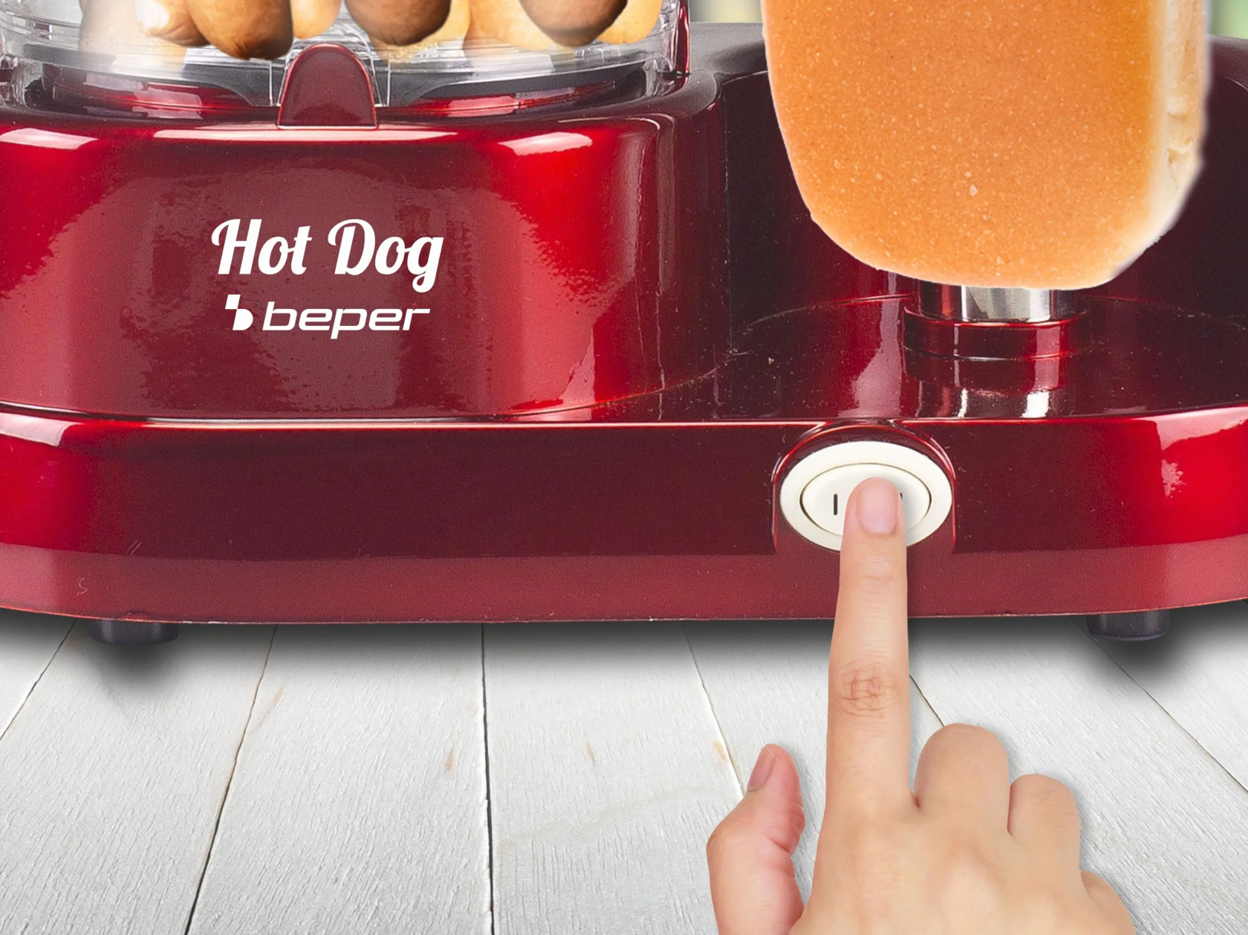 BEPER P101CUD501 Máquina de Perritos Calientes al Vapor, 350W, ABS, Rojo