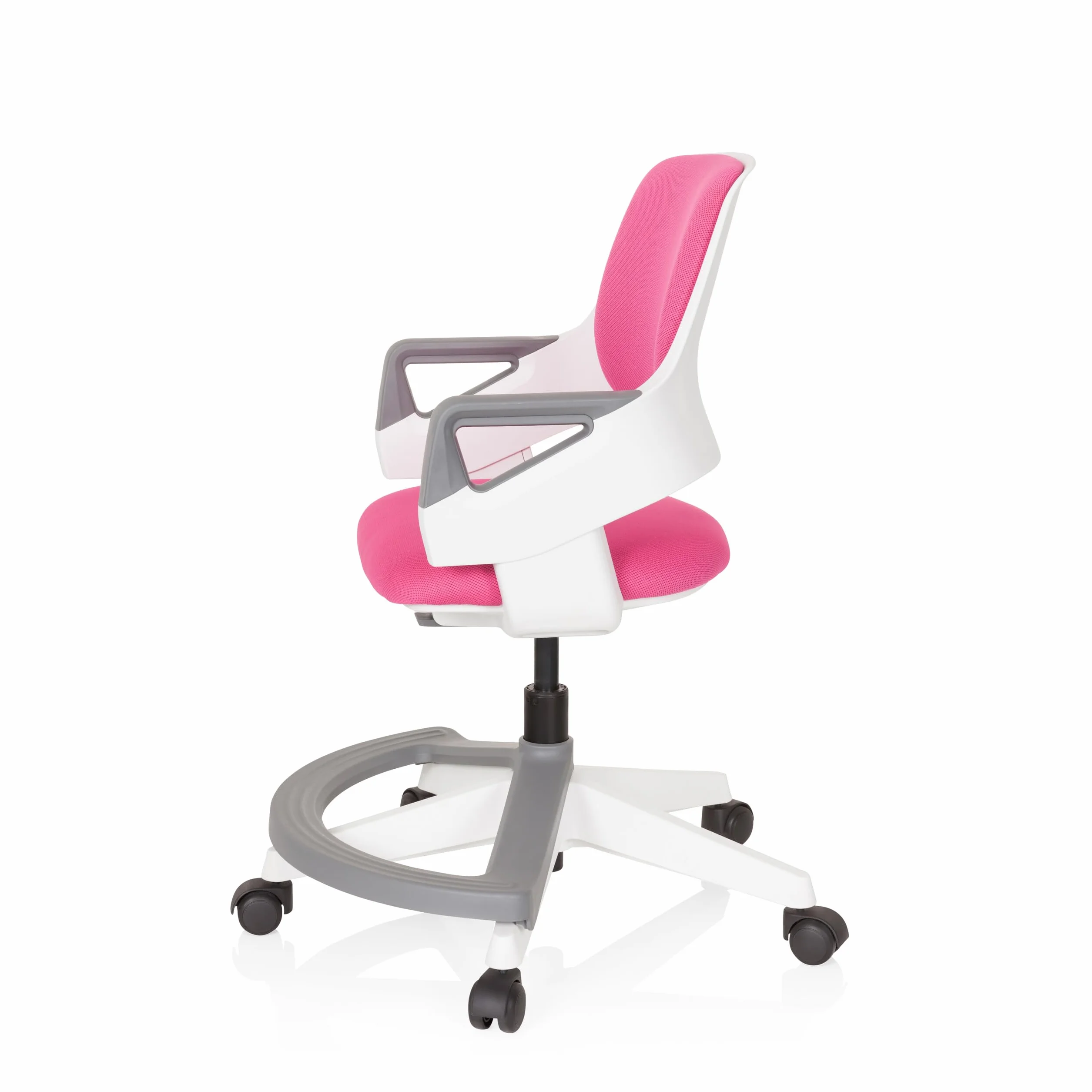 hjh OFFICE 640480 Silla giratoria para niños Kid Flex Tela Rosa, Silla giratoria, reposapiés y Respaldo Regulable