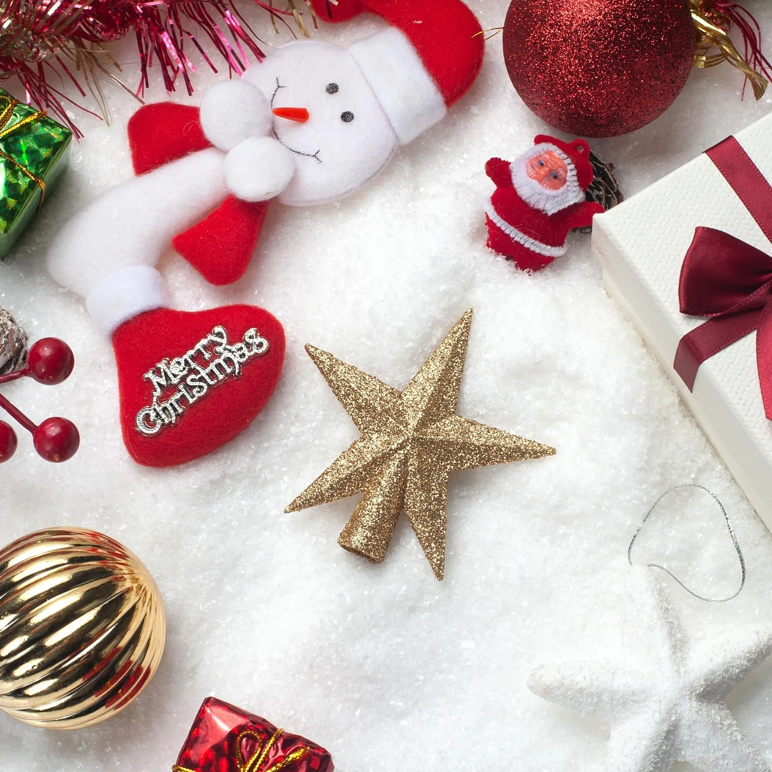 Mini Estrella de la Navidad, Topper de Árbol de Navidad, 11 cm, Decoración para Árbol Pequeño