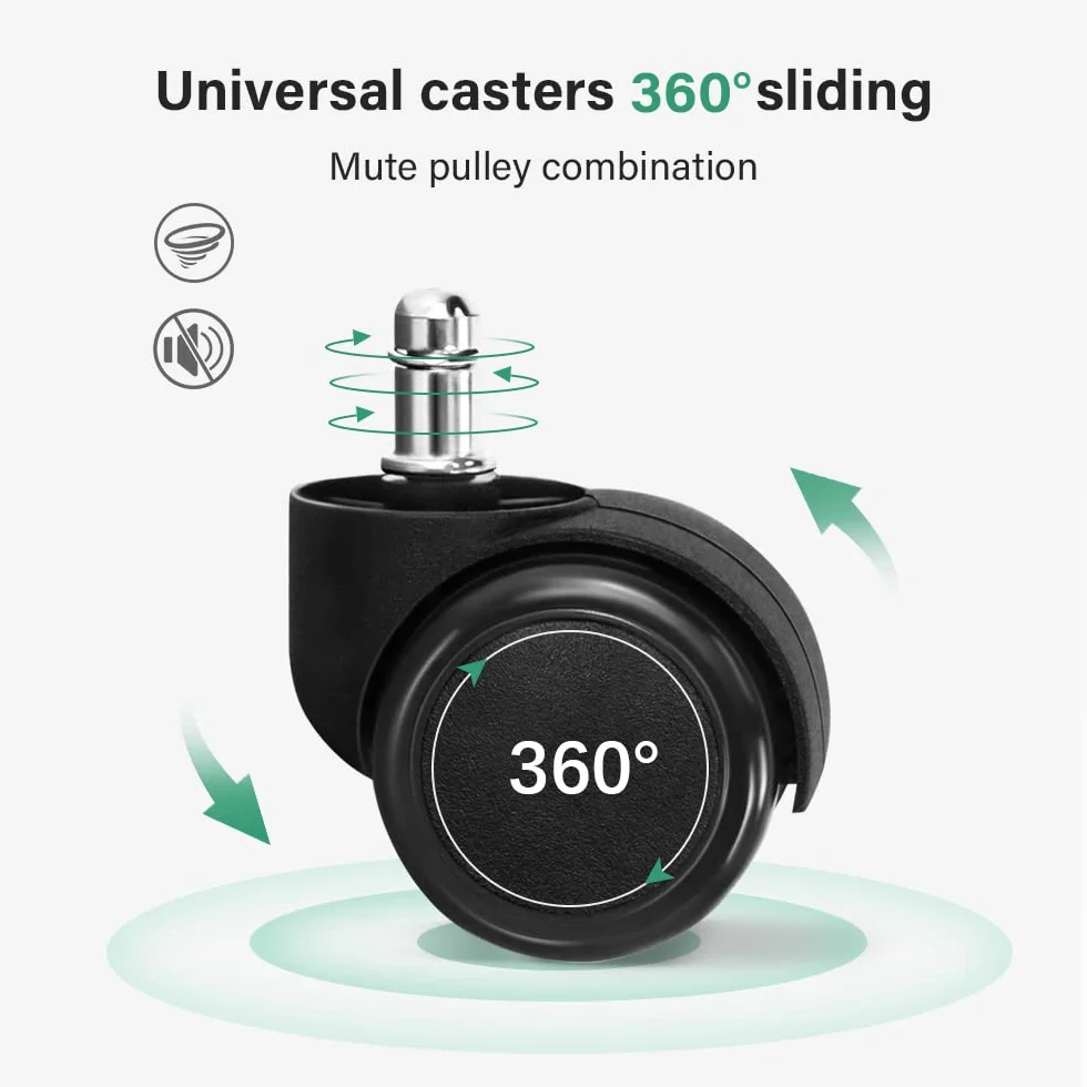 FURWOO Roller Seat PU Leather Low Round Rolling Stool Taburete de Piso con Ruedas universales H 25.5cm Negro