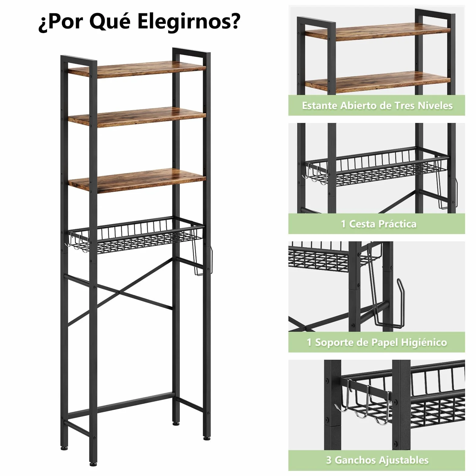 Kalrin Estante de Baño Multifuncional Ajustable de 4 Niveles sobre el Inodoro