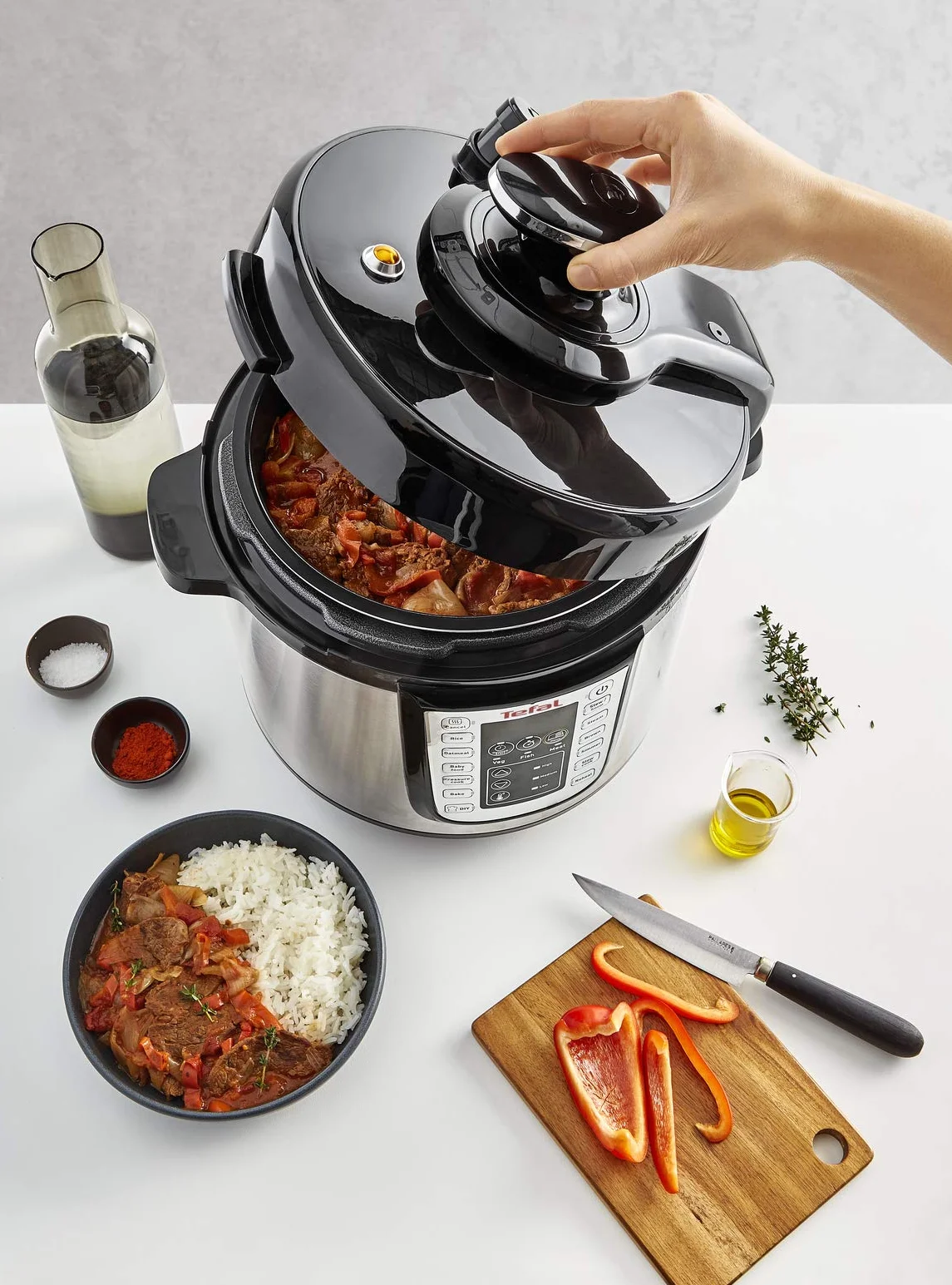 TEFAL CY505E10 Fast+Delicious Multicuiseur, 25 programmes, Cuisson pression, Technologie de pression securisee, Jusqua 6 personn