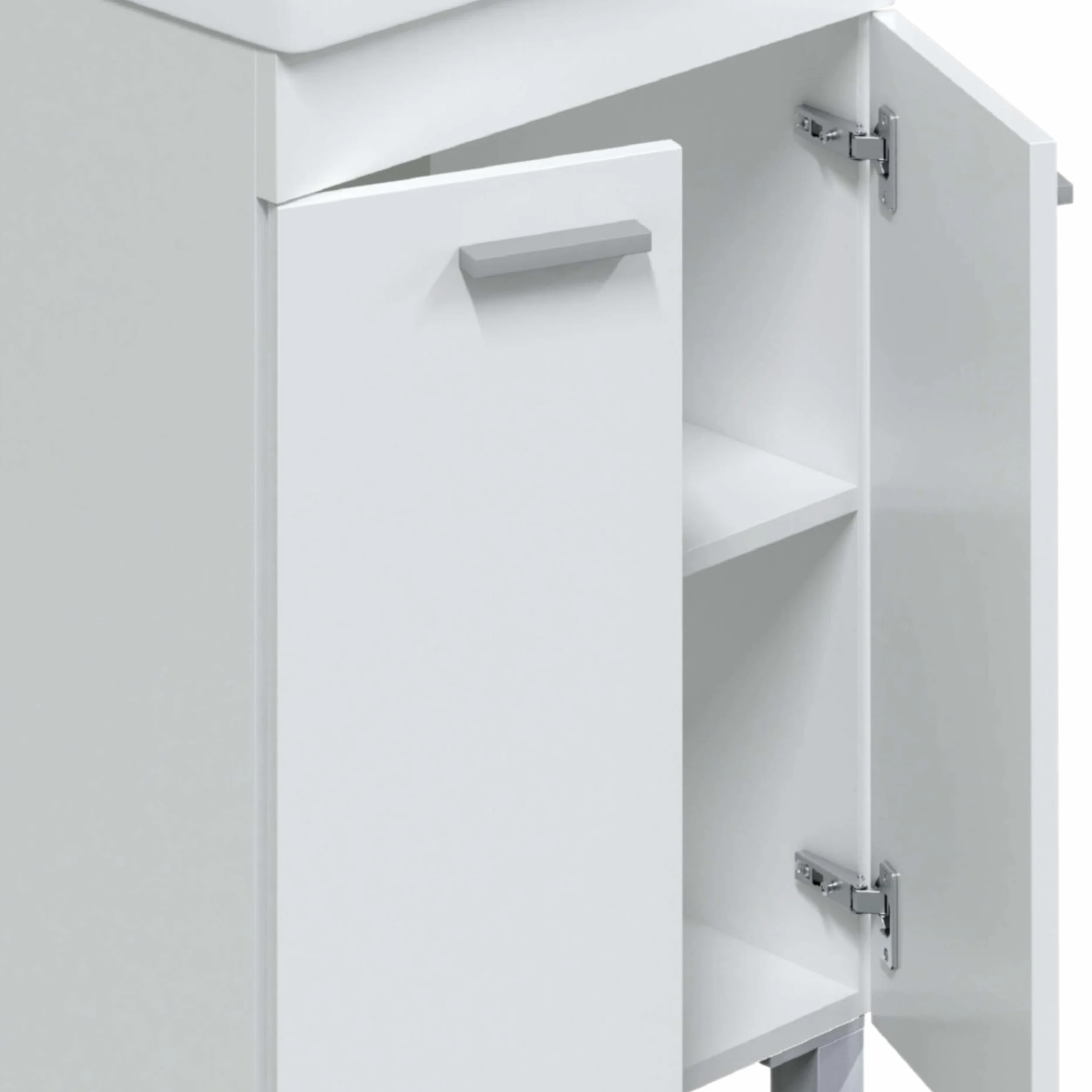 Mueble de Baño Camelia Estilo Contemporáneo en Color Blanco con 2 Puertas y Espejo 50x80x40 cm (Lavabo Cerámico)