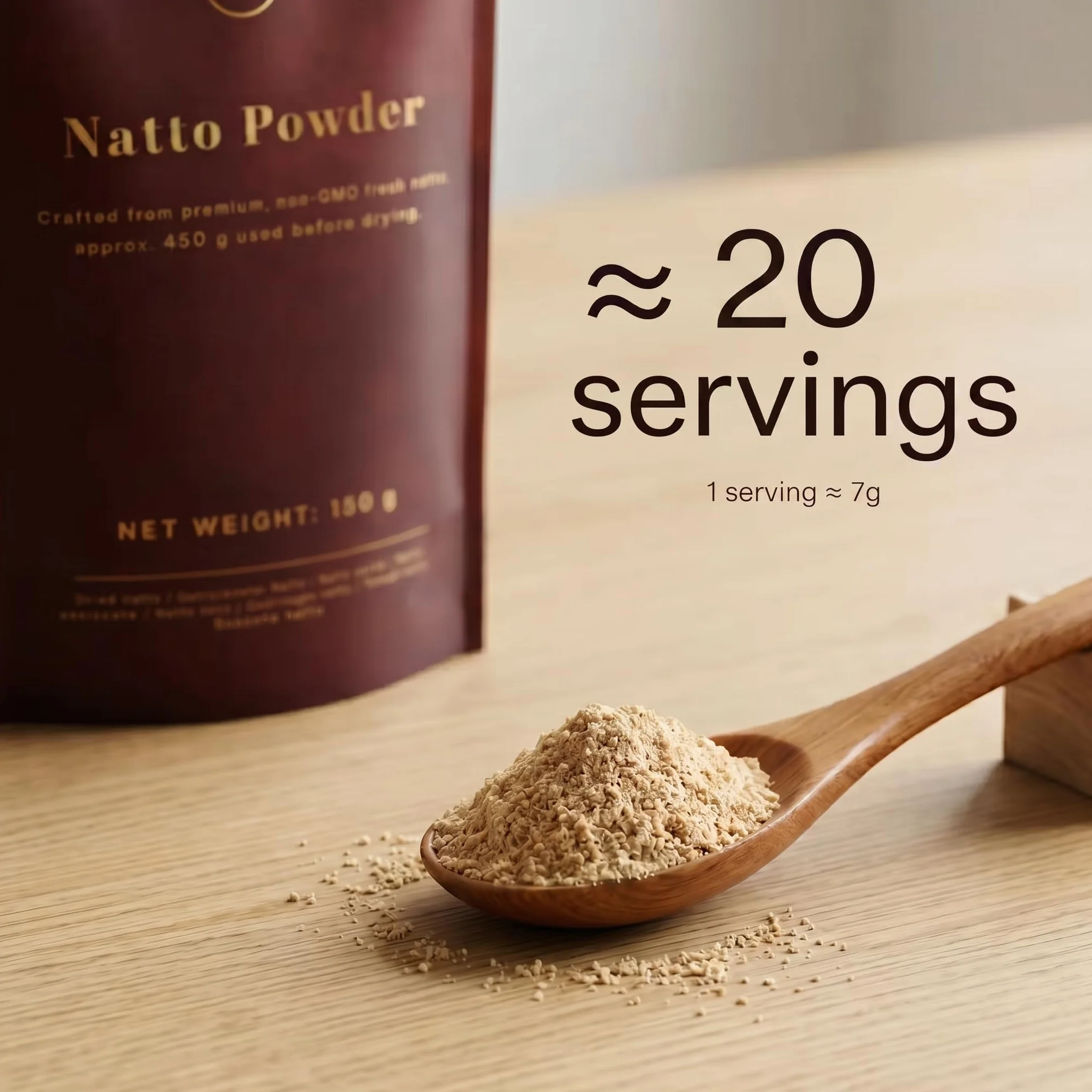 Natto en Polvo 150 g Rico en Vitamina K2 Soja Fermentada